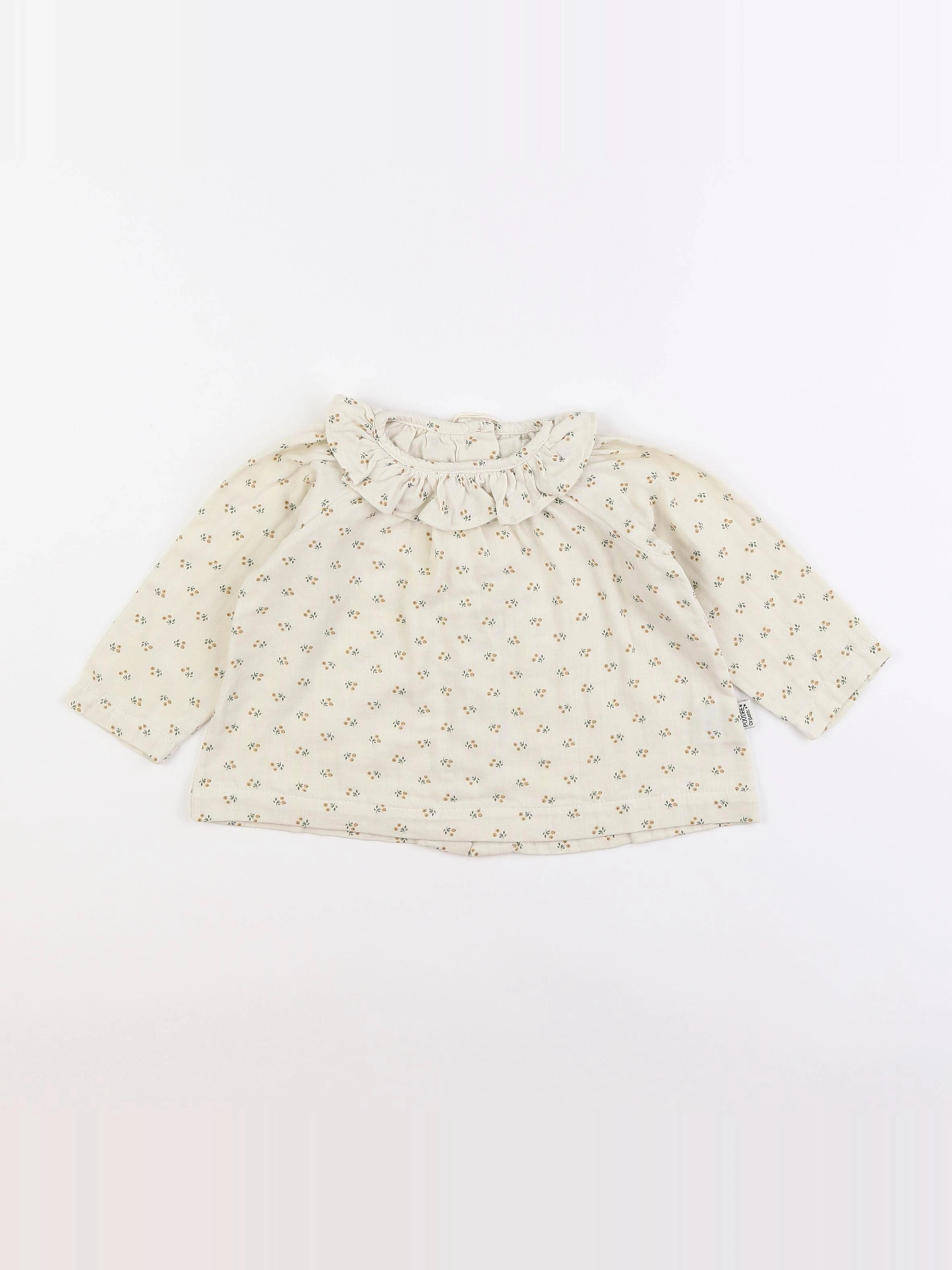 Poudre Organic - blouse beige fleurs orange - 3 mois