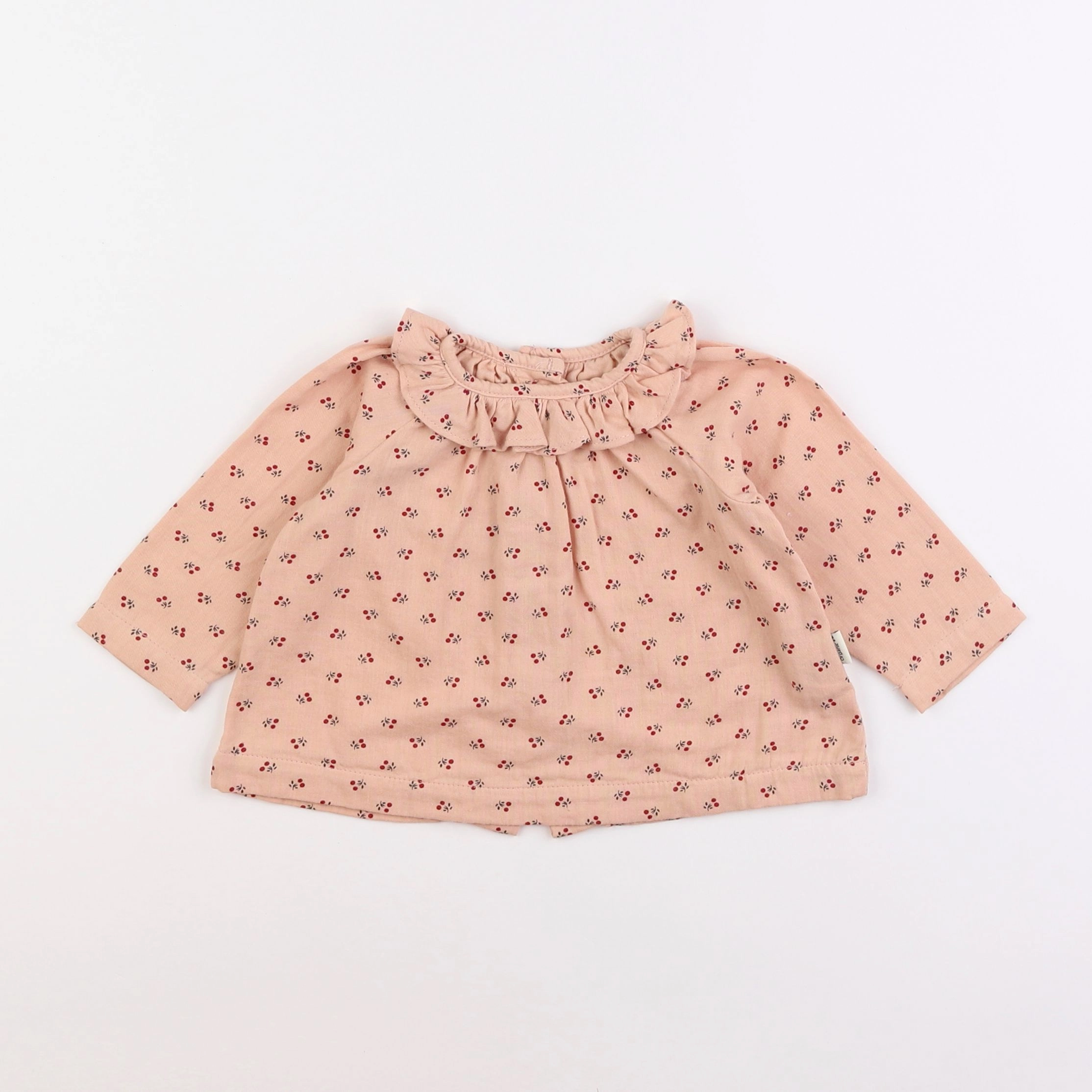 Poudre Organic - blouse rose fleurs rouge - 3 mois