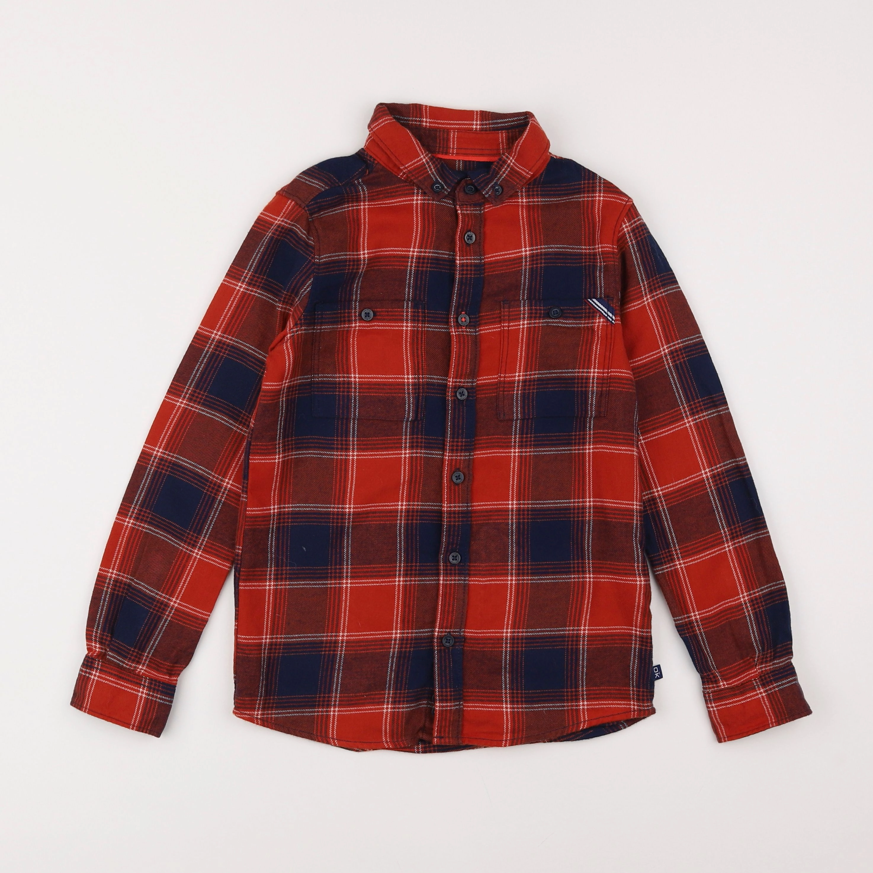Okaidi - chemise marron, bleu - 8 ans