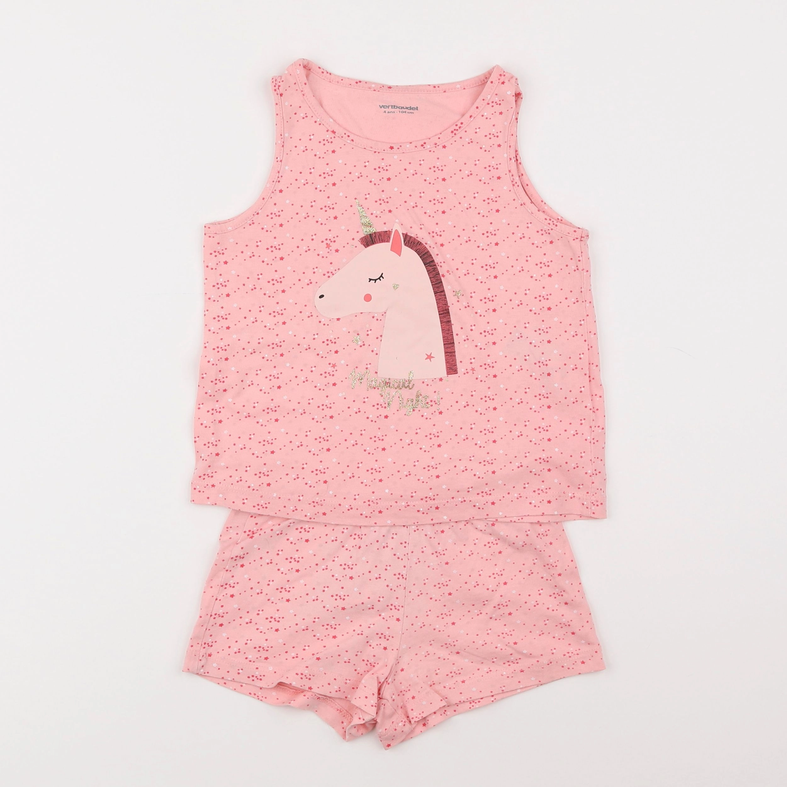 Vertbaudet - pyjama coton rose - 4 ans