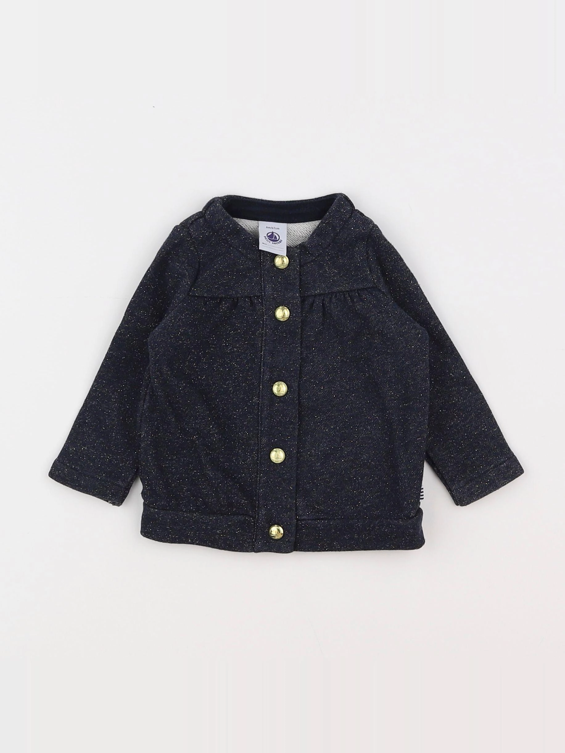 Petit Bateau - sweat bleu, or - 6 mois