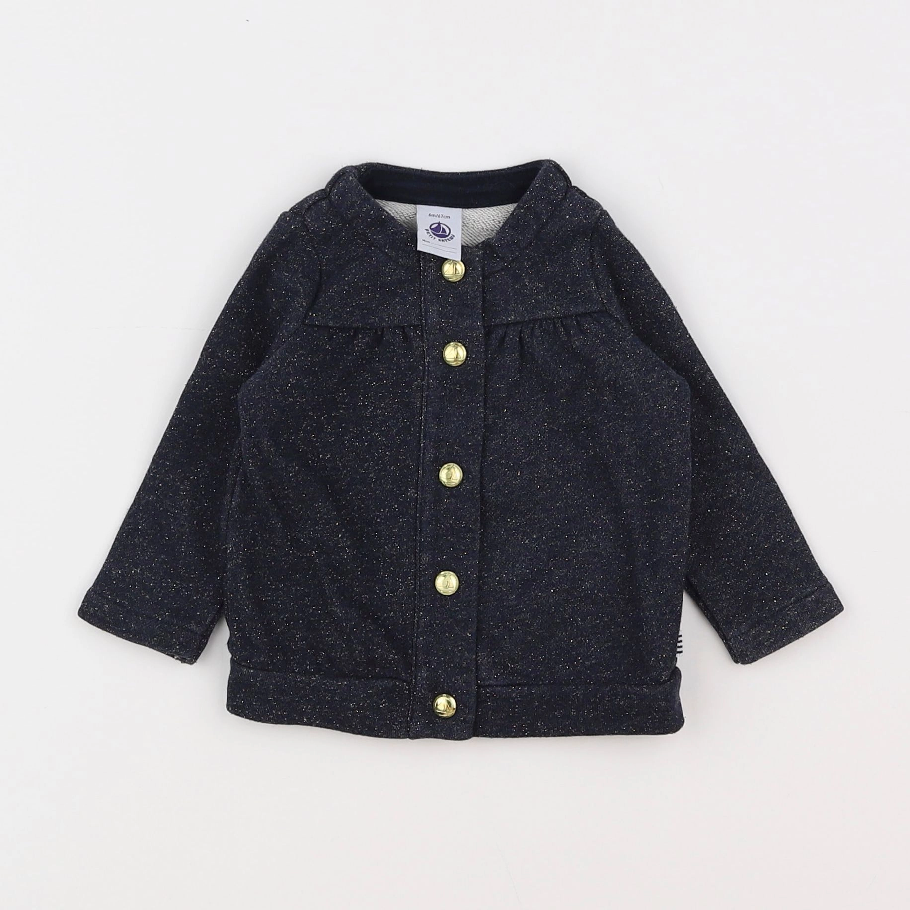 Petit Bateau - sweat bleu, or - 6 mois