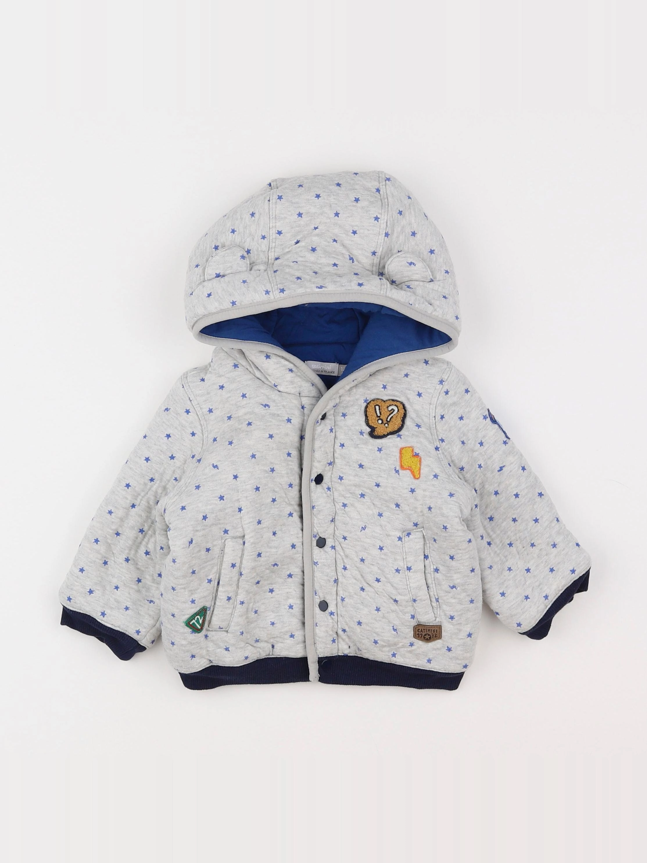 Catimini - sweat gris, bleu - 12 mois