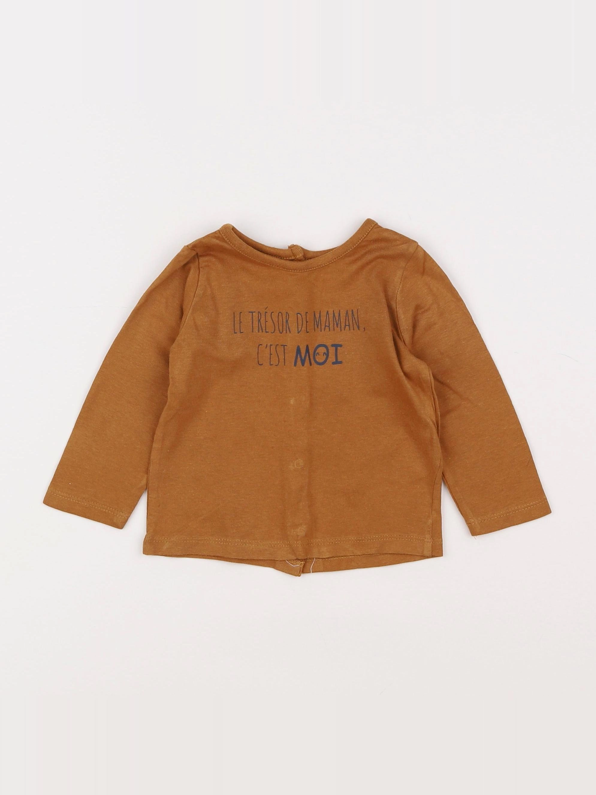 Vertbaudet - tee-shirt marron - 6 mois