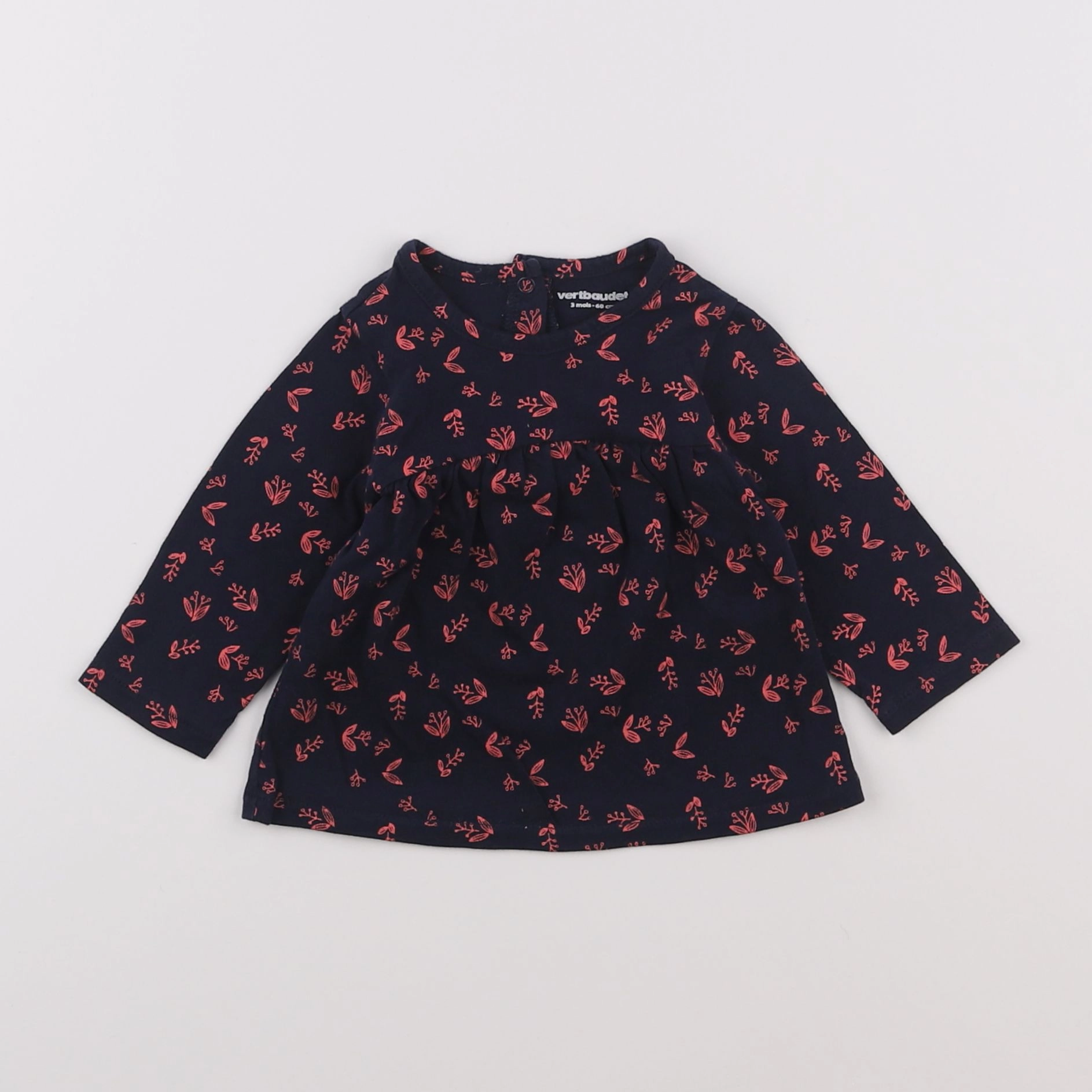Vertbaudet - tee-shirt bleu - 3 mois