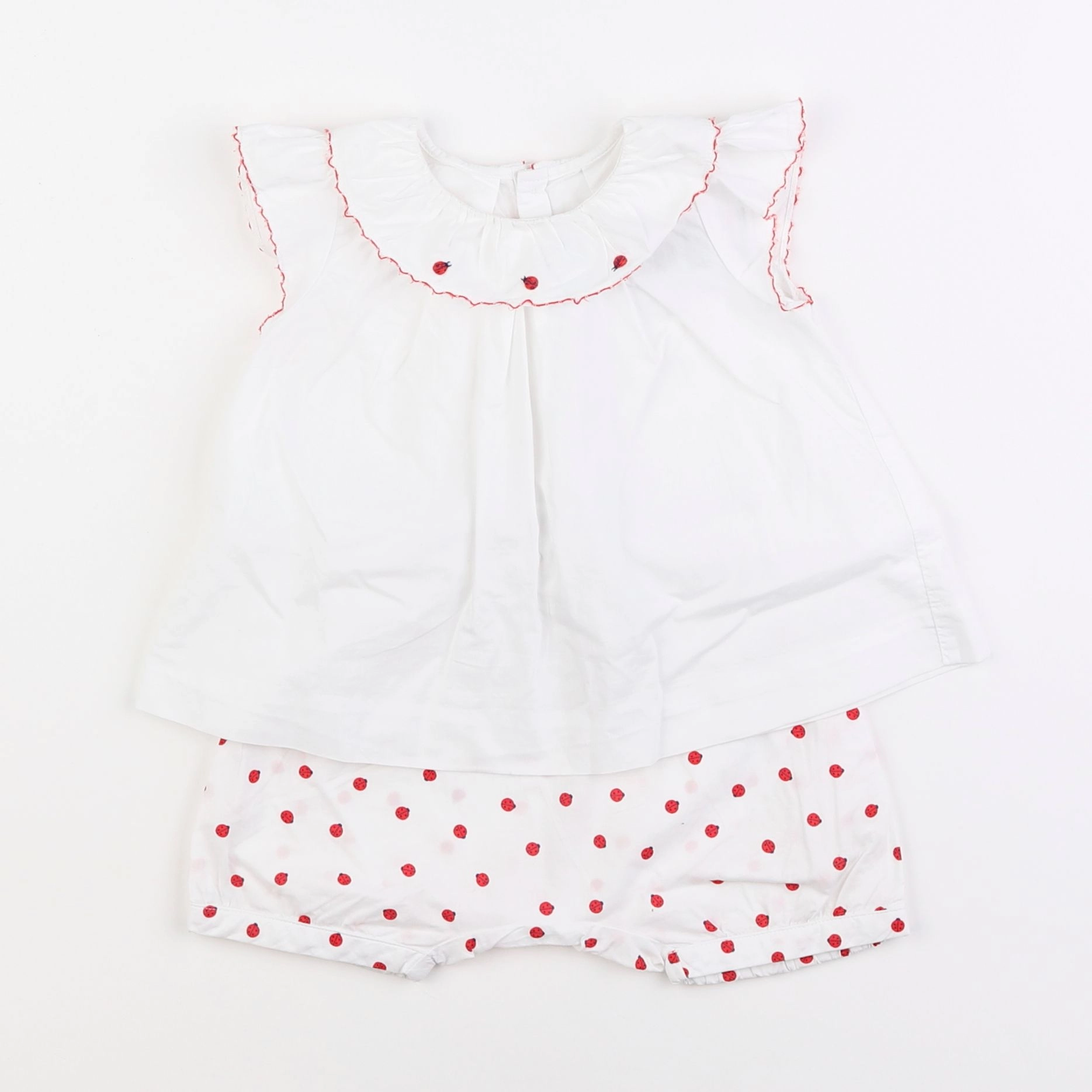 Jacadi - ensemble blanc, rouge - 12 mois