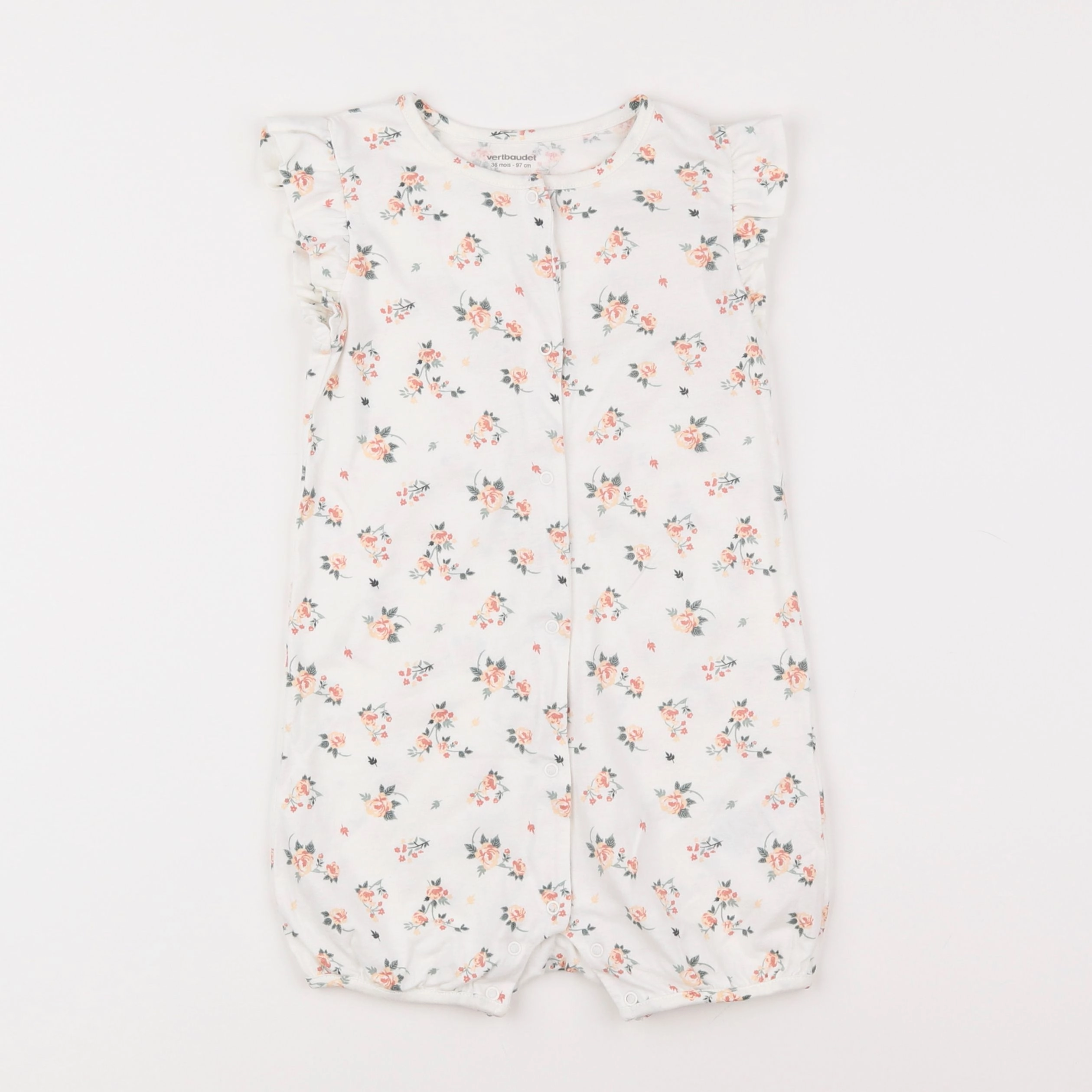 Vertbaudet - pyjama coton rose, blanc - 3 ans