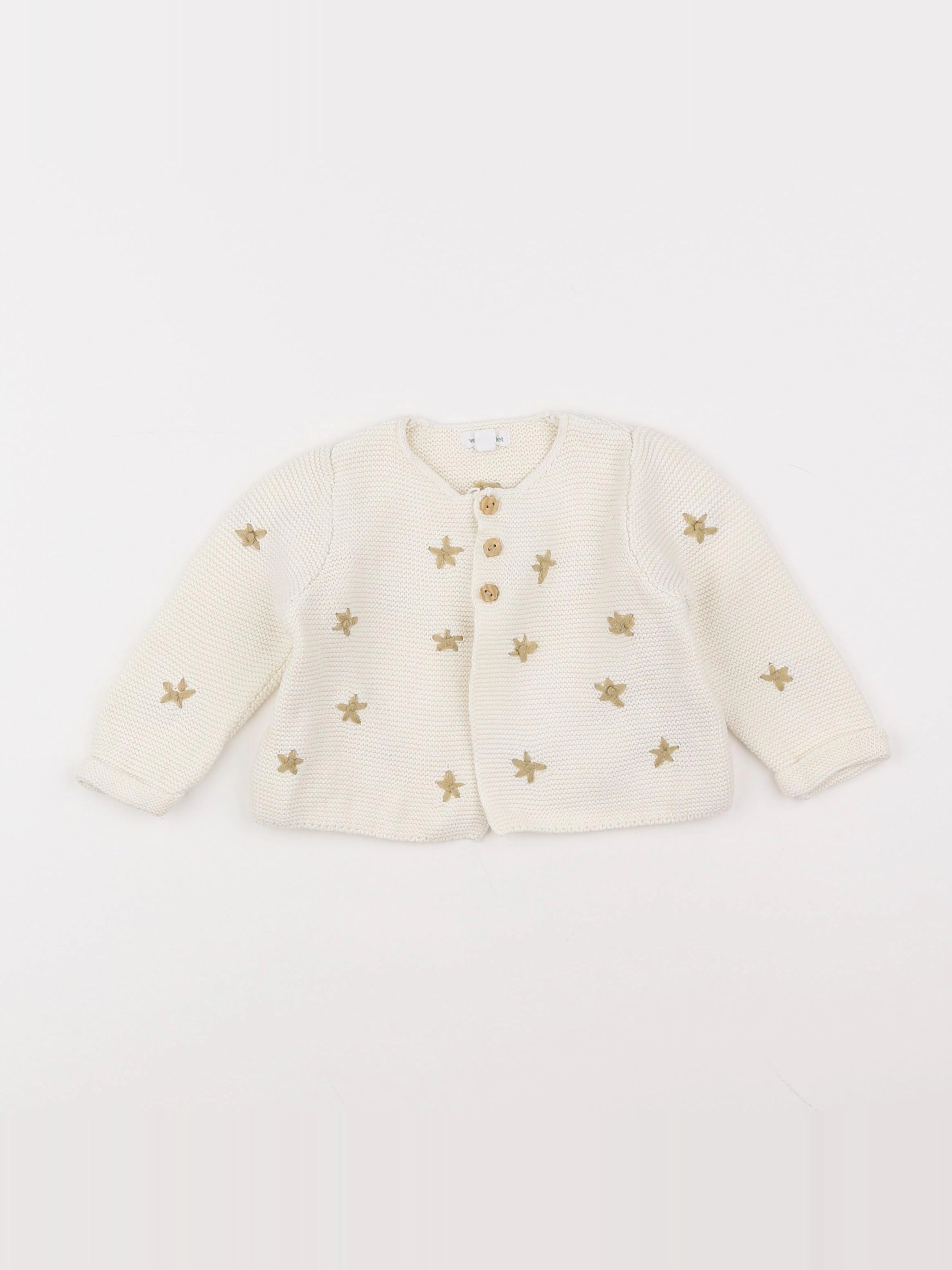 Vertbaudet - gilet beige - 6 mois