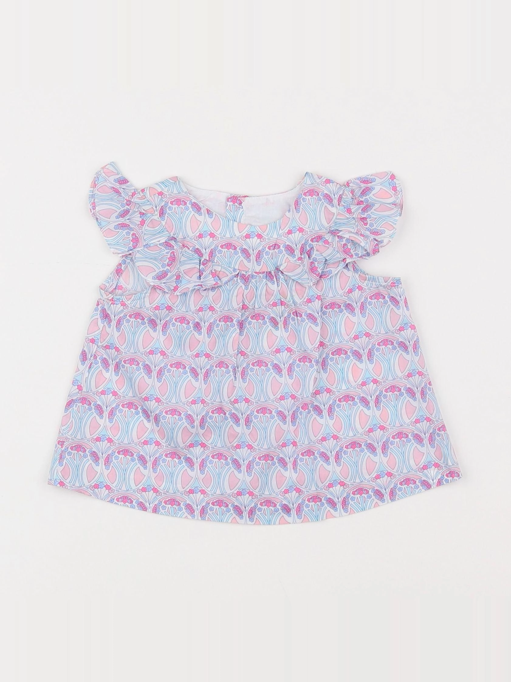 Jacadi - blouse bleu, rose - 6 mois