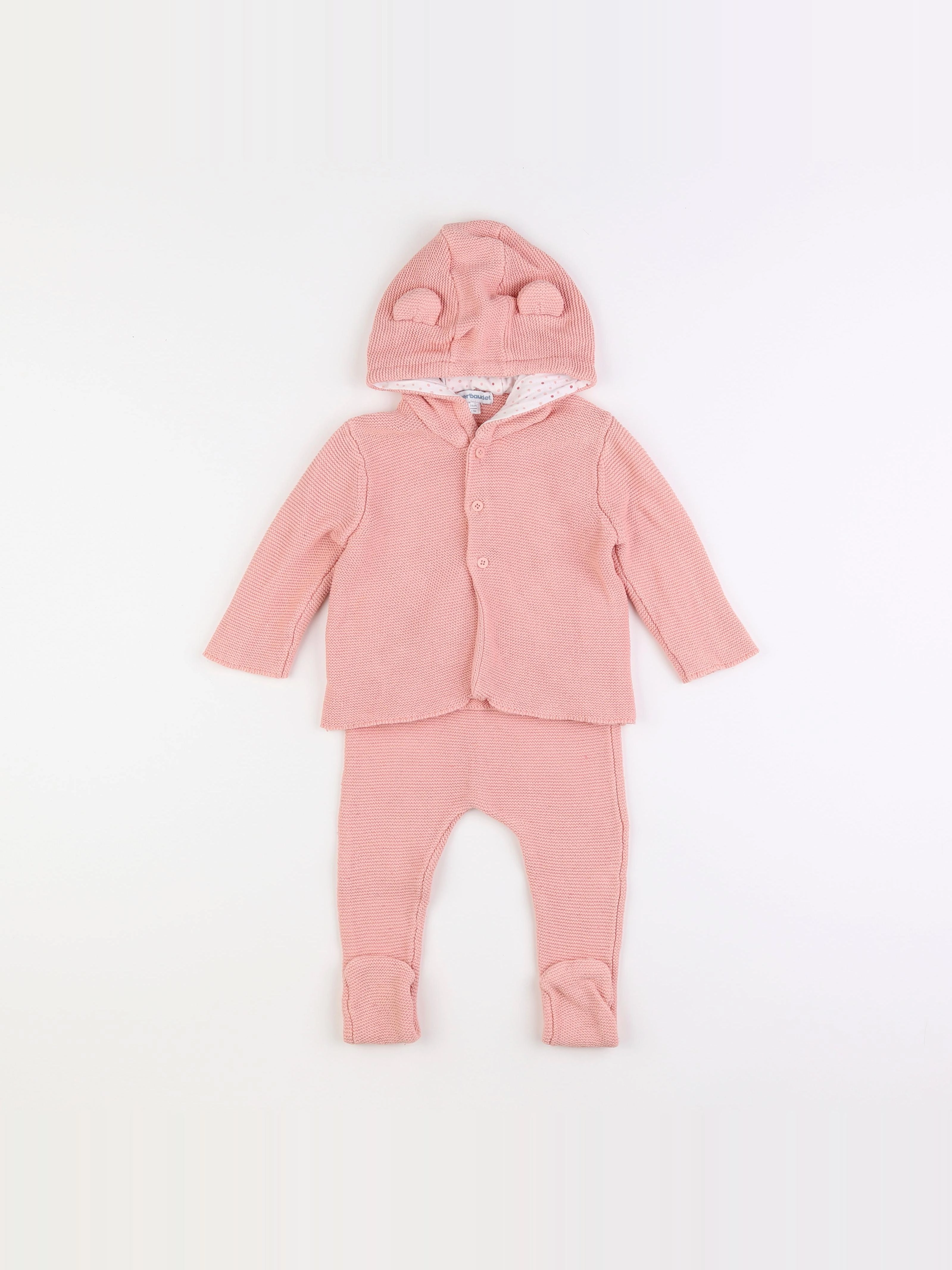 Vertbaudet - ensemble rose - 12 mois