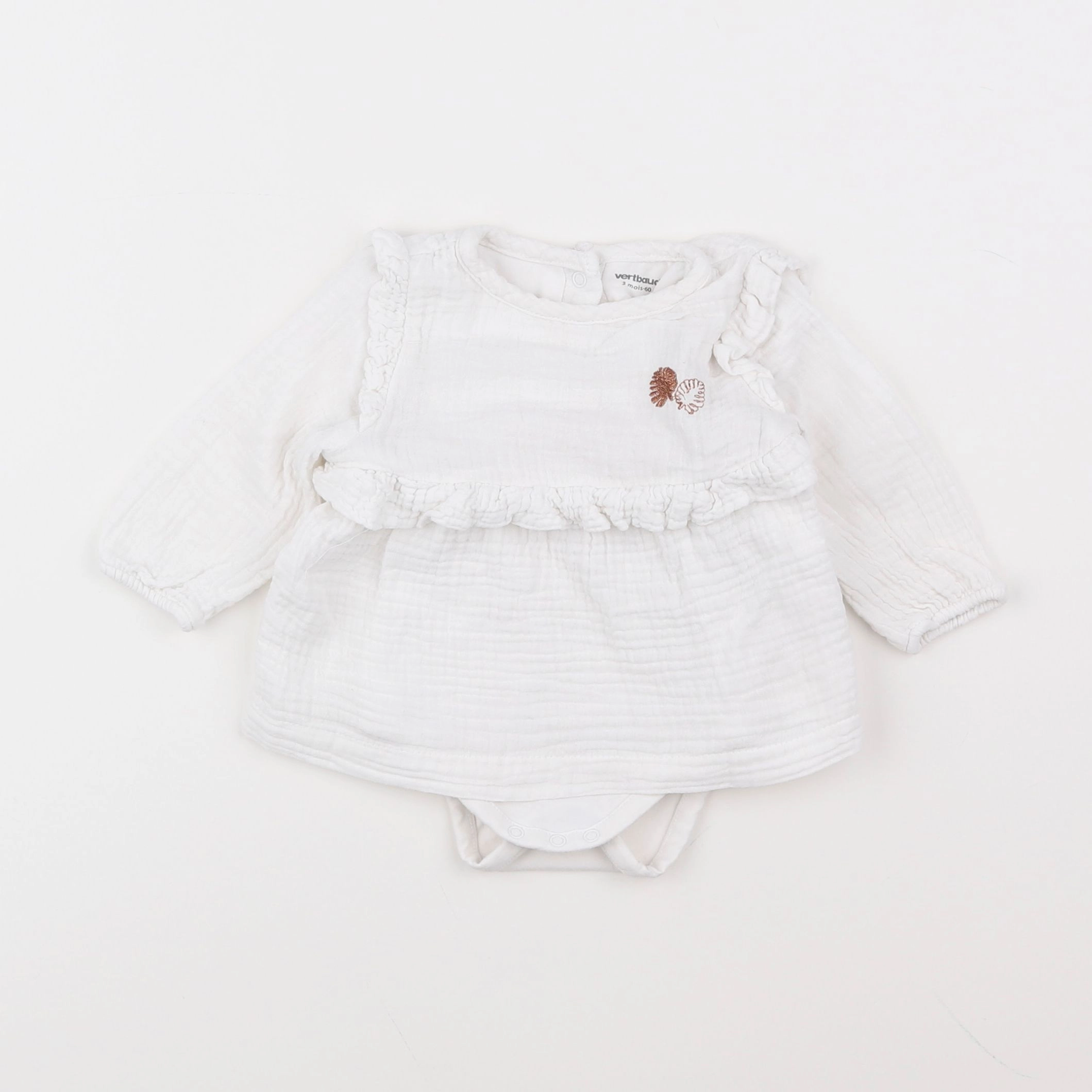 Vertbaudet - body robe blanc - 3 mois