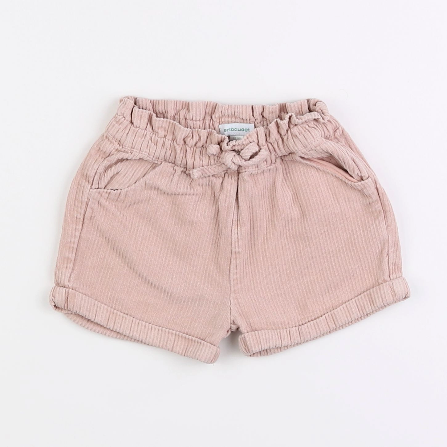 Vertbaudet - short blanc, rose - 12 mois