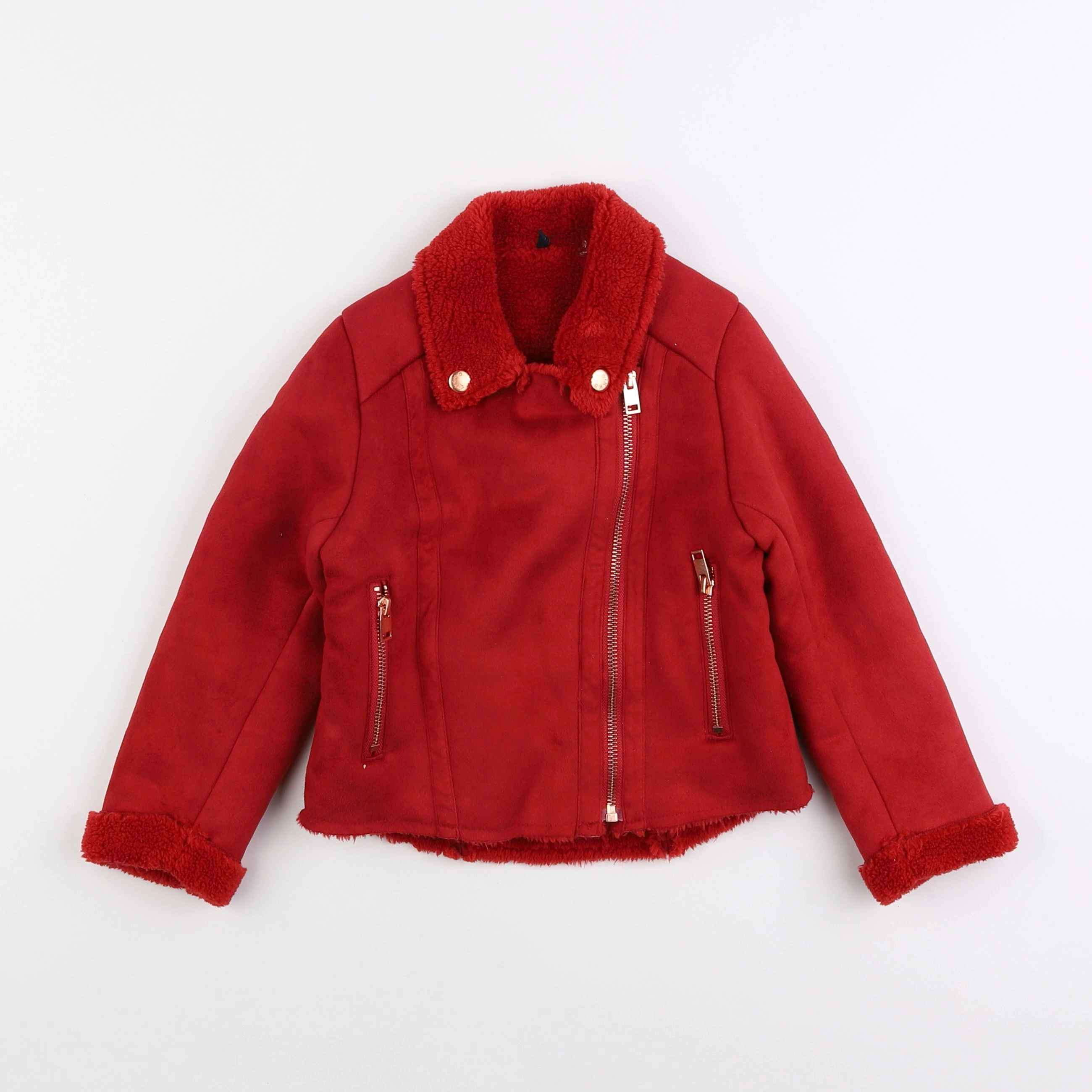 IKKS - veste simili cuir rouge - 4 ans