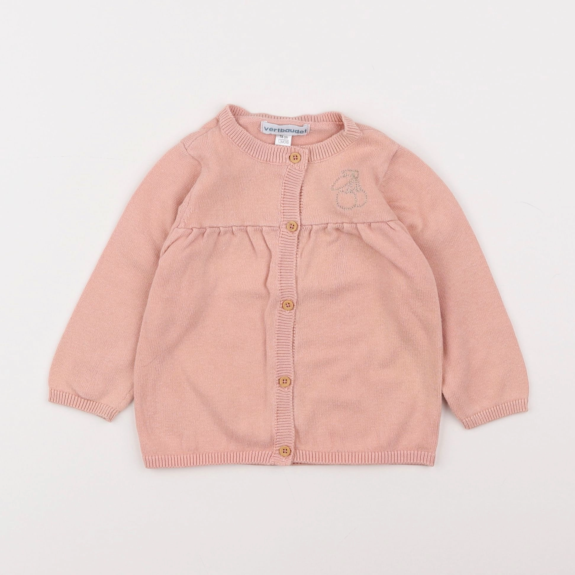 Vertbaudet - gilet rose - 12 mois