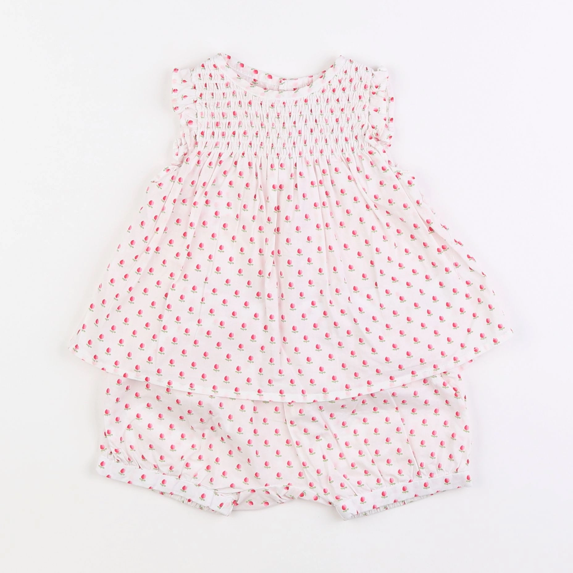 Jacadi - ensemble blanc, rose - 12 mois