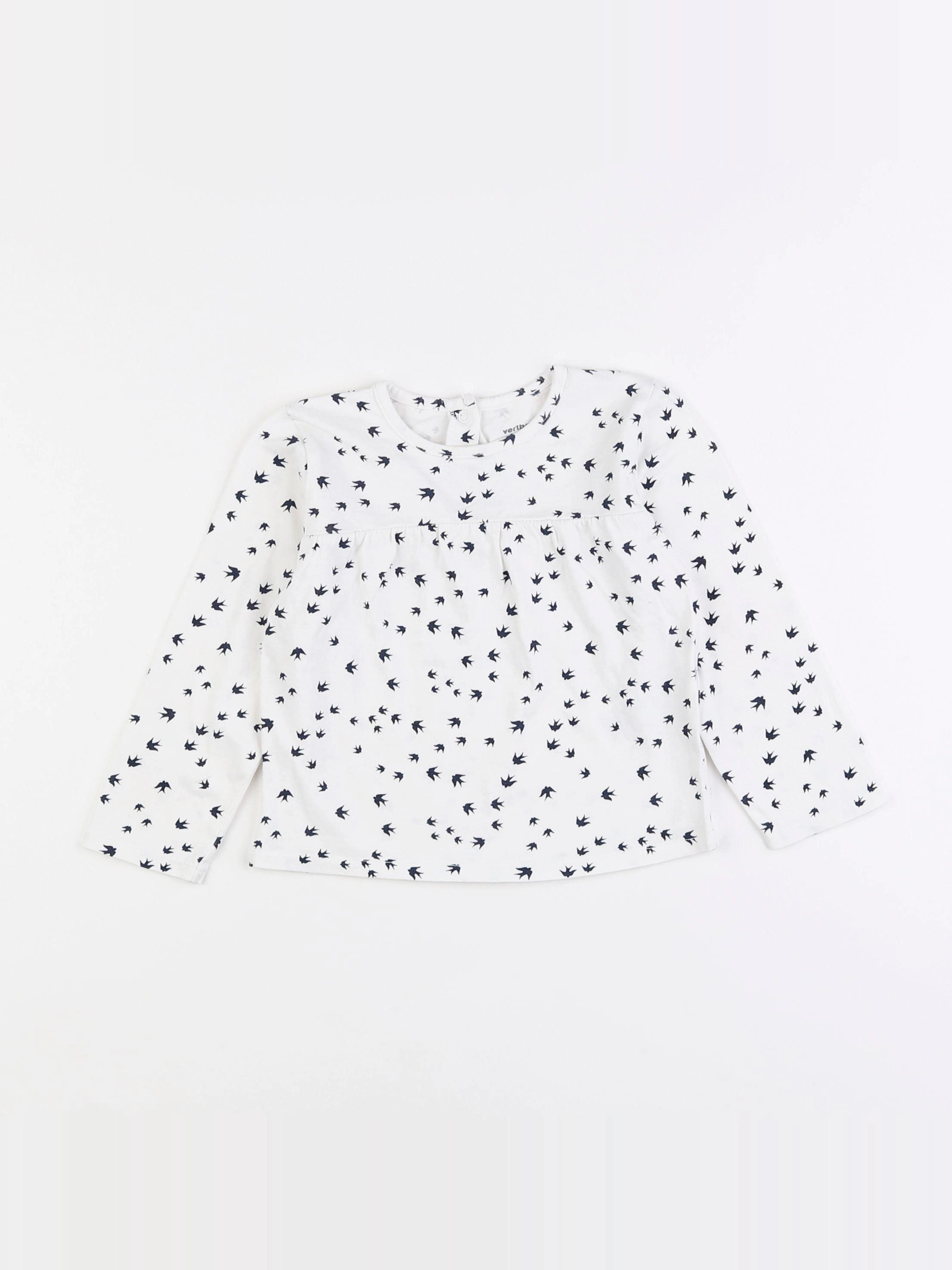 Vertbaudet - tee-shirt blanc, bleu - 2 ans