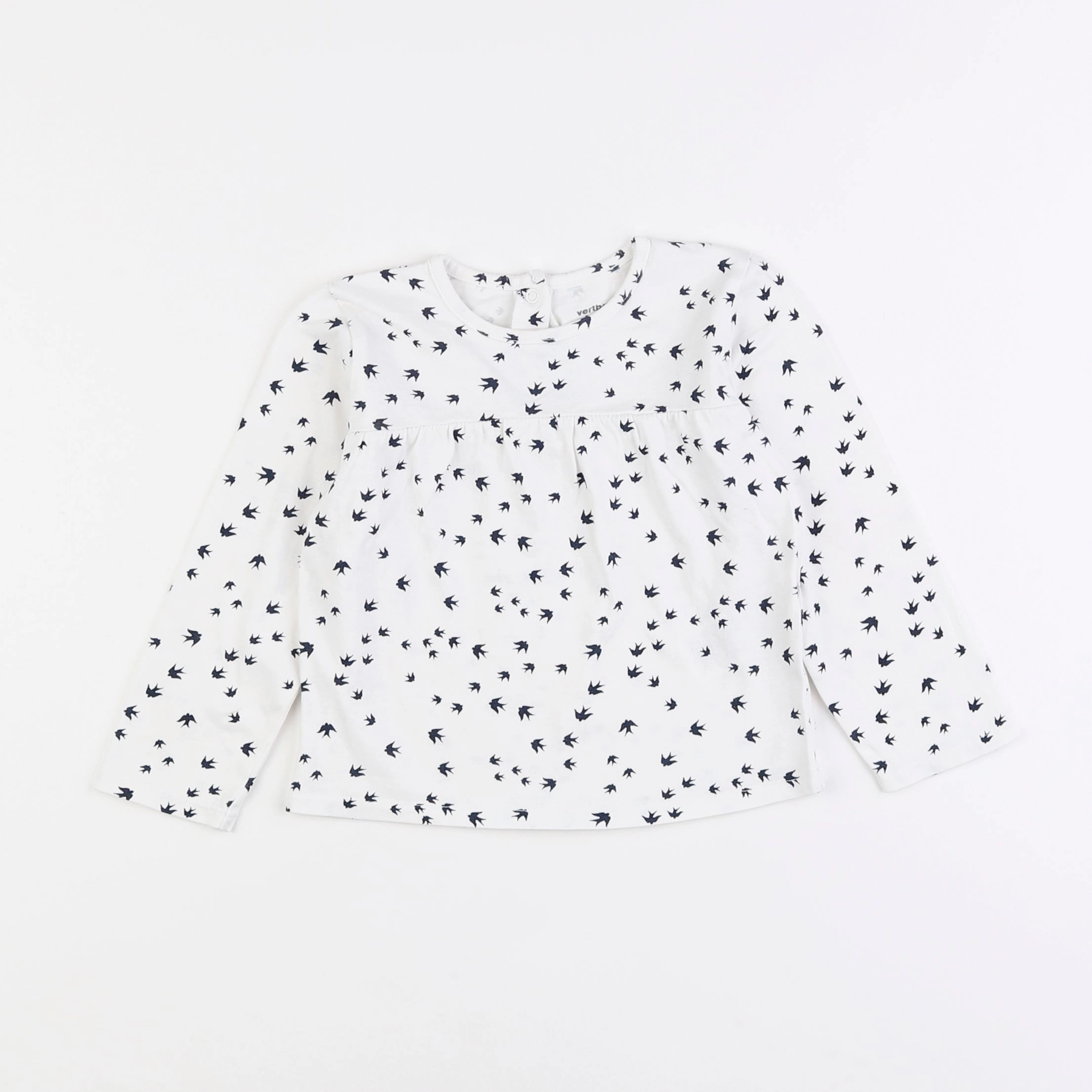 Vertbaudet - tee-shirt blanc, bleu - 2 ans