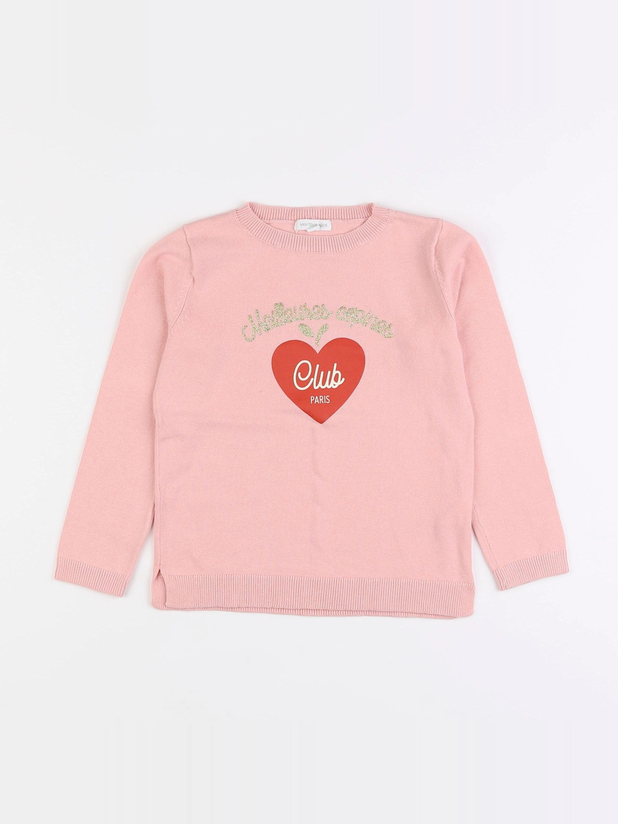 Vertbaudet - pull rose, or - 5 ans