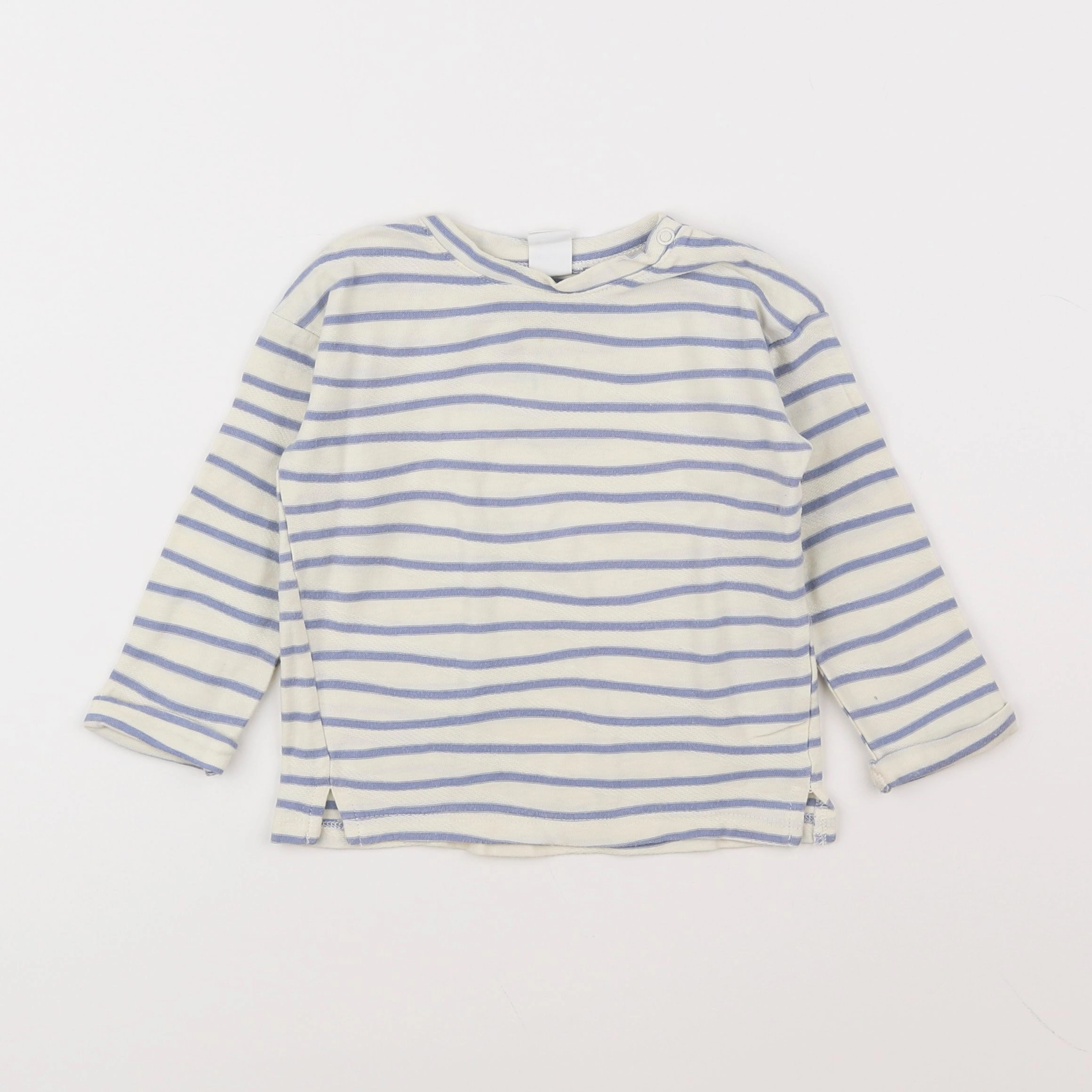 H&M - tee-shirt blanc, bleu - 18 mois