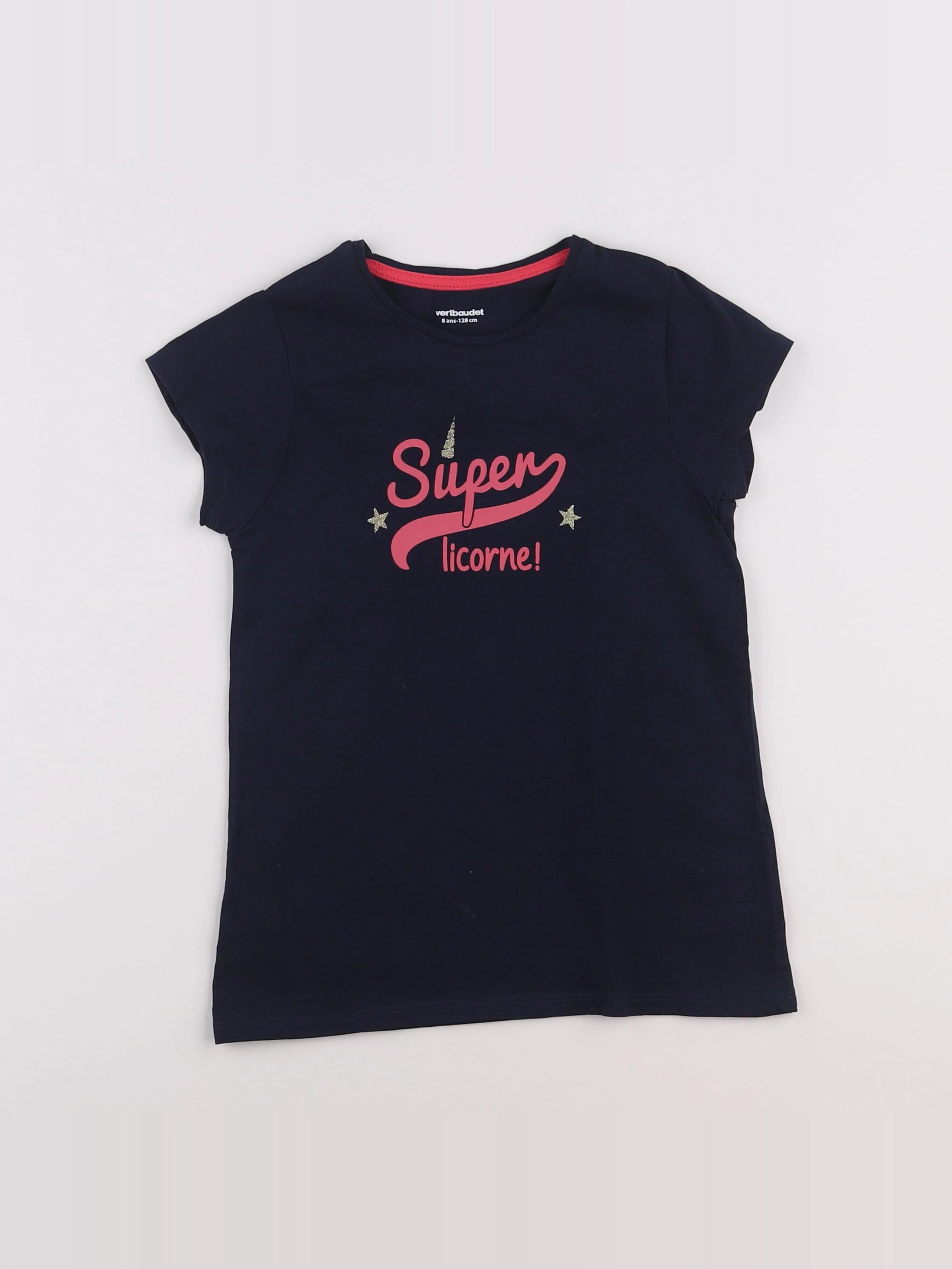 Vertbaudet - tee-shirt bleu - 8 ans