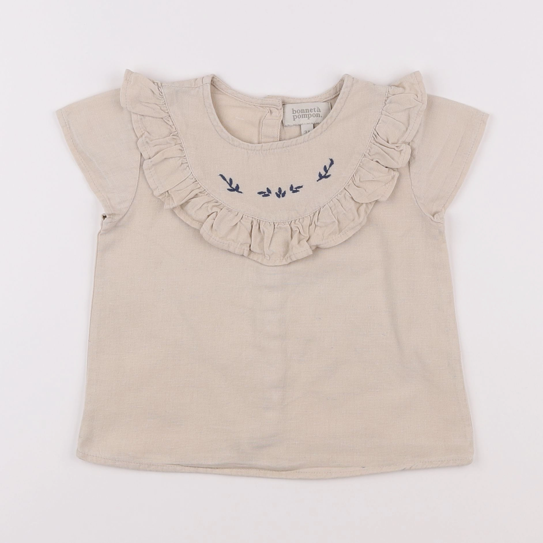 Bonnet à Pompon - blouse beige - 3 ans