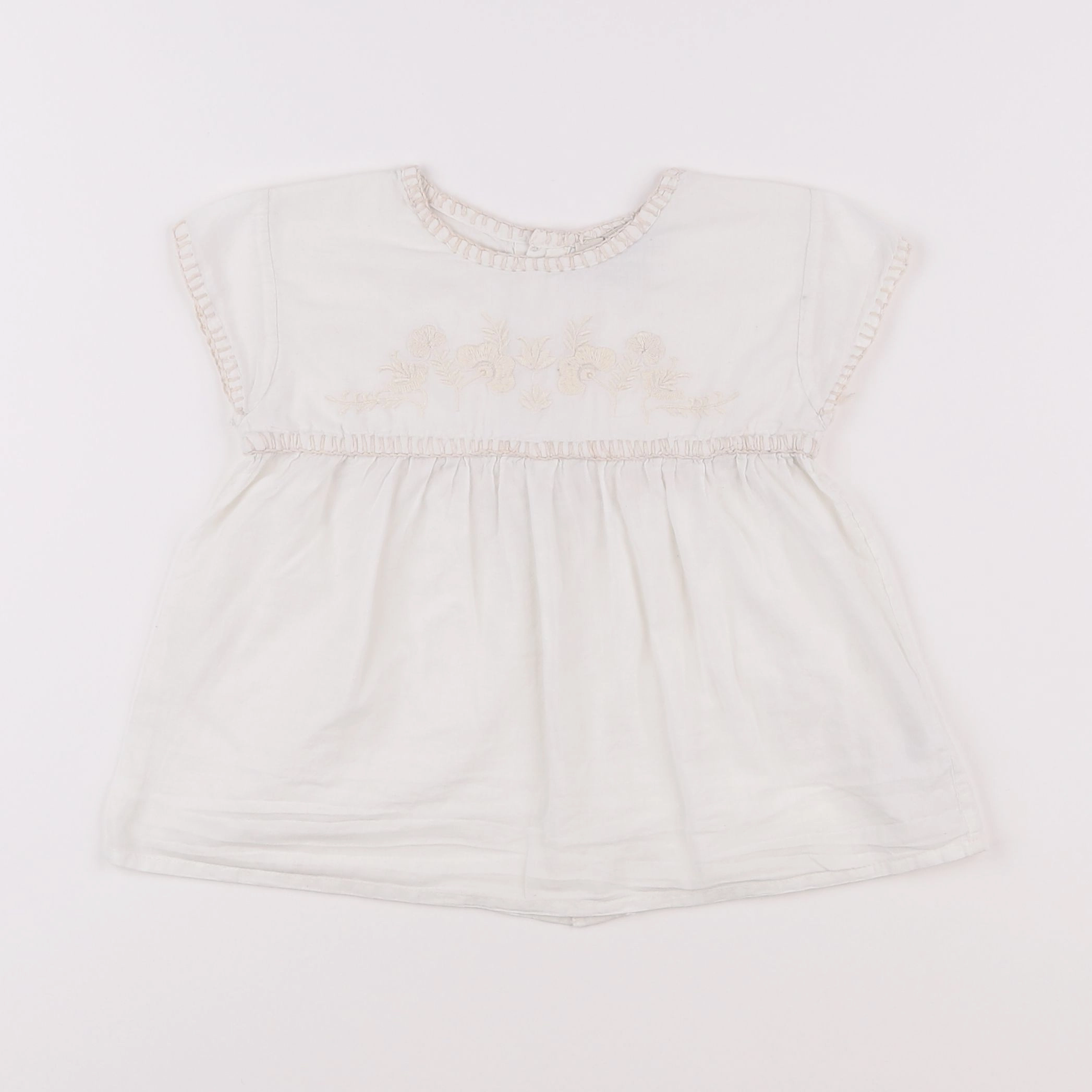 Bonnet à Pompon - blouse beige - 3 ans