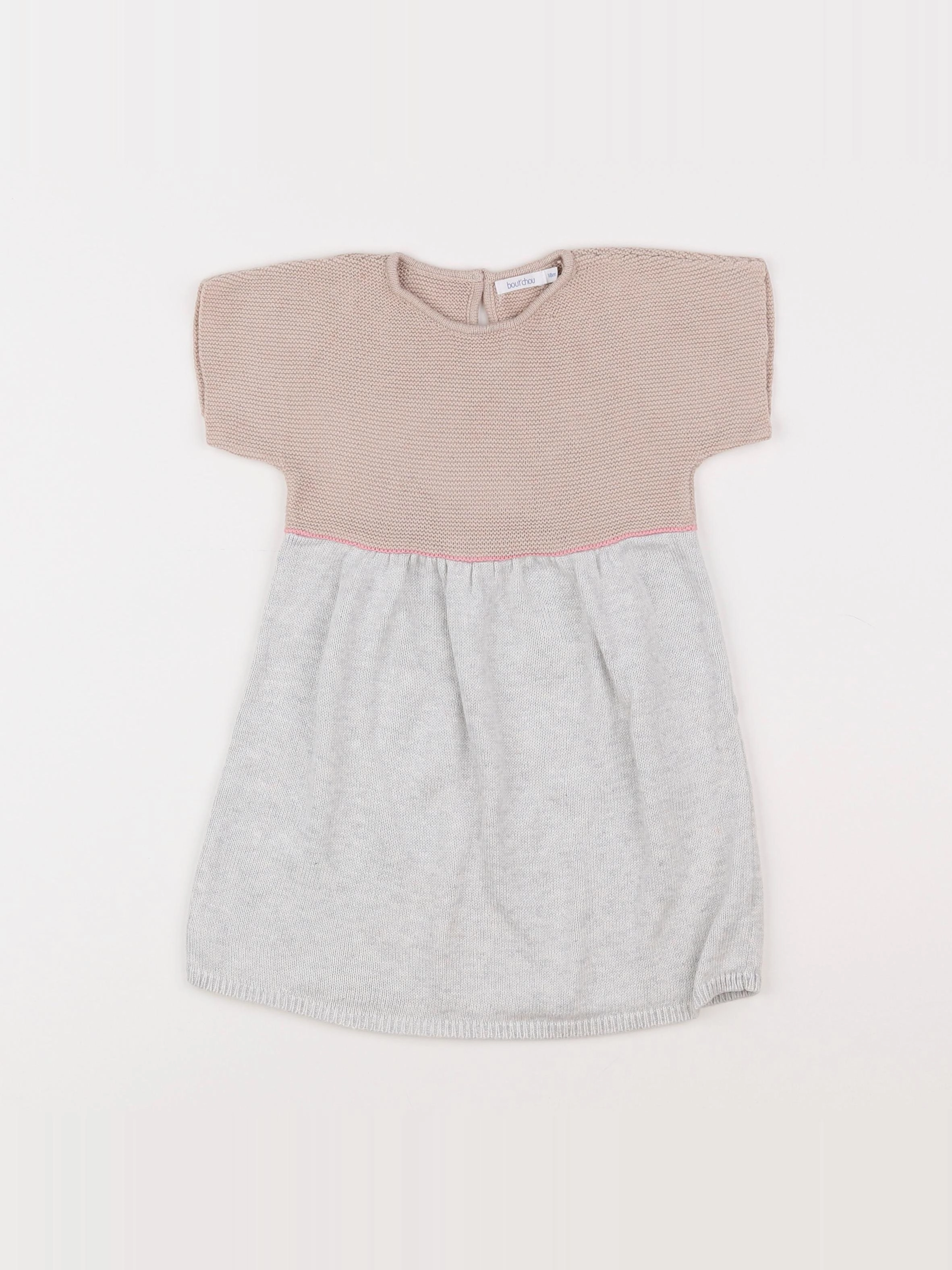 Boutchou - robe marron, gris - 18 mois