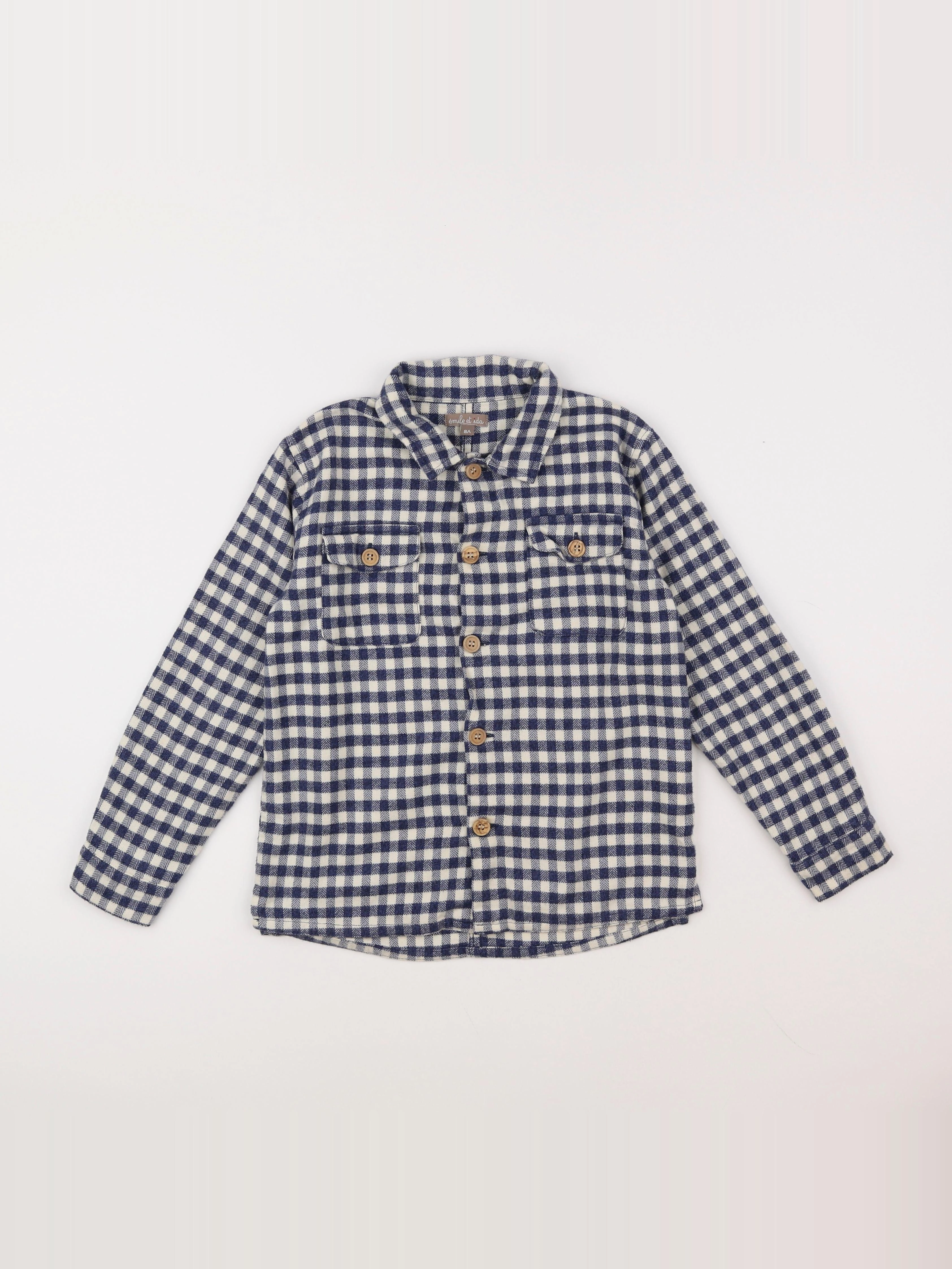 Emile et Ida - chemise blanc, bleu - 8 ans