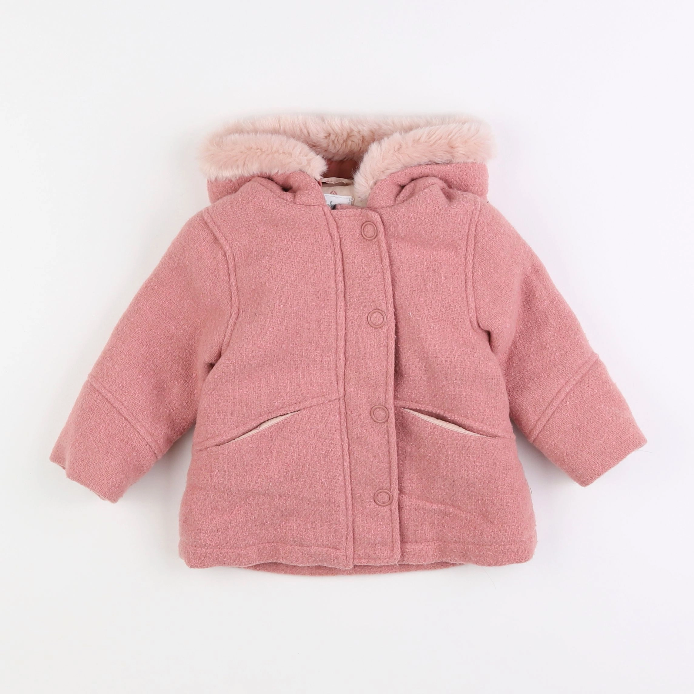 Vertbaudet - manteau rose - 12 mois