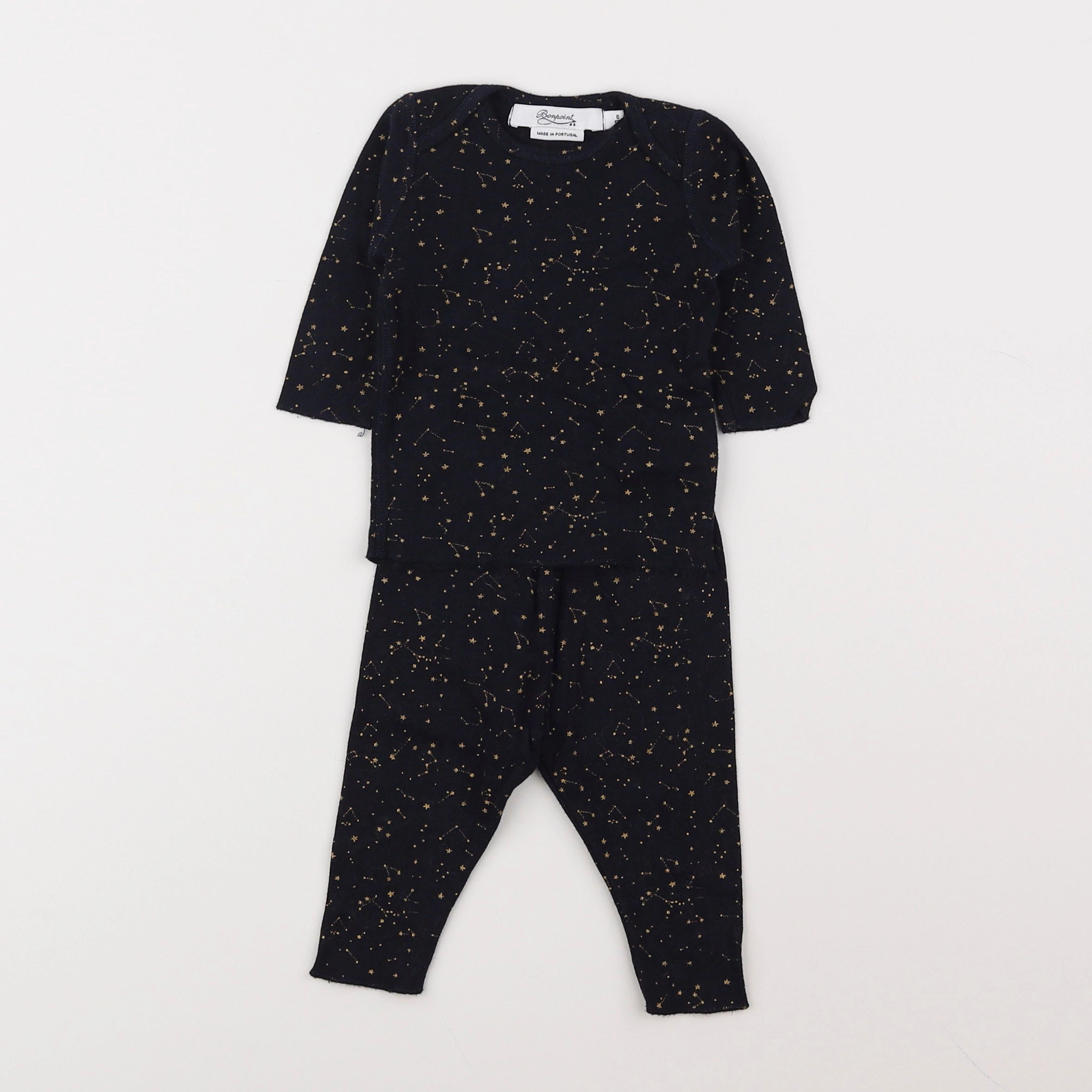 Bonpoint - pyjama coton bleu, or - 3 mois