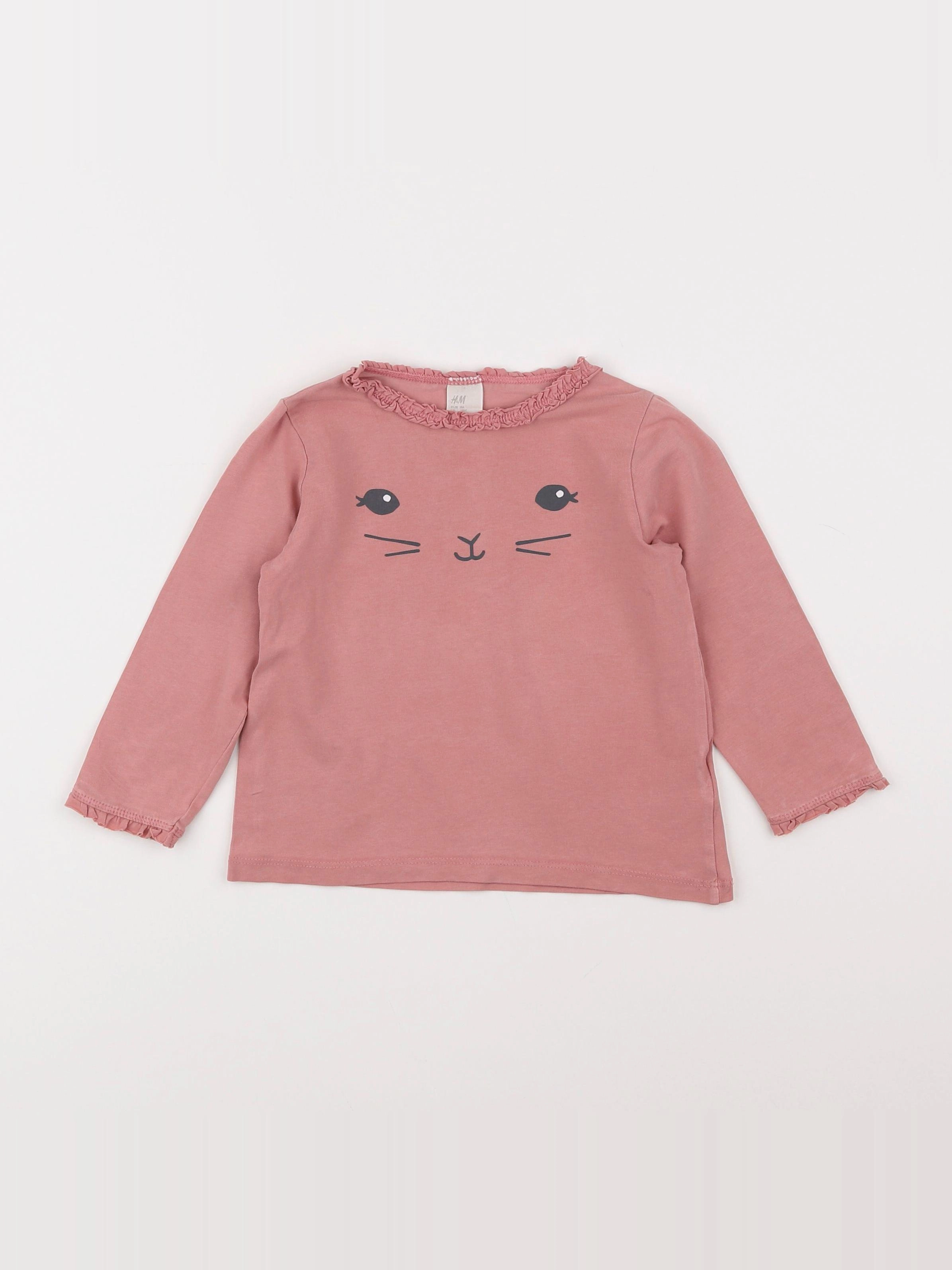 H&M - tee-shirt rose - 12/18 mois