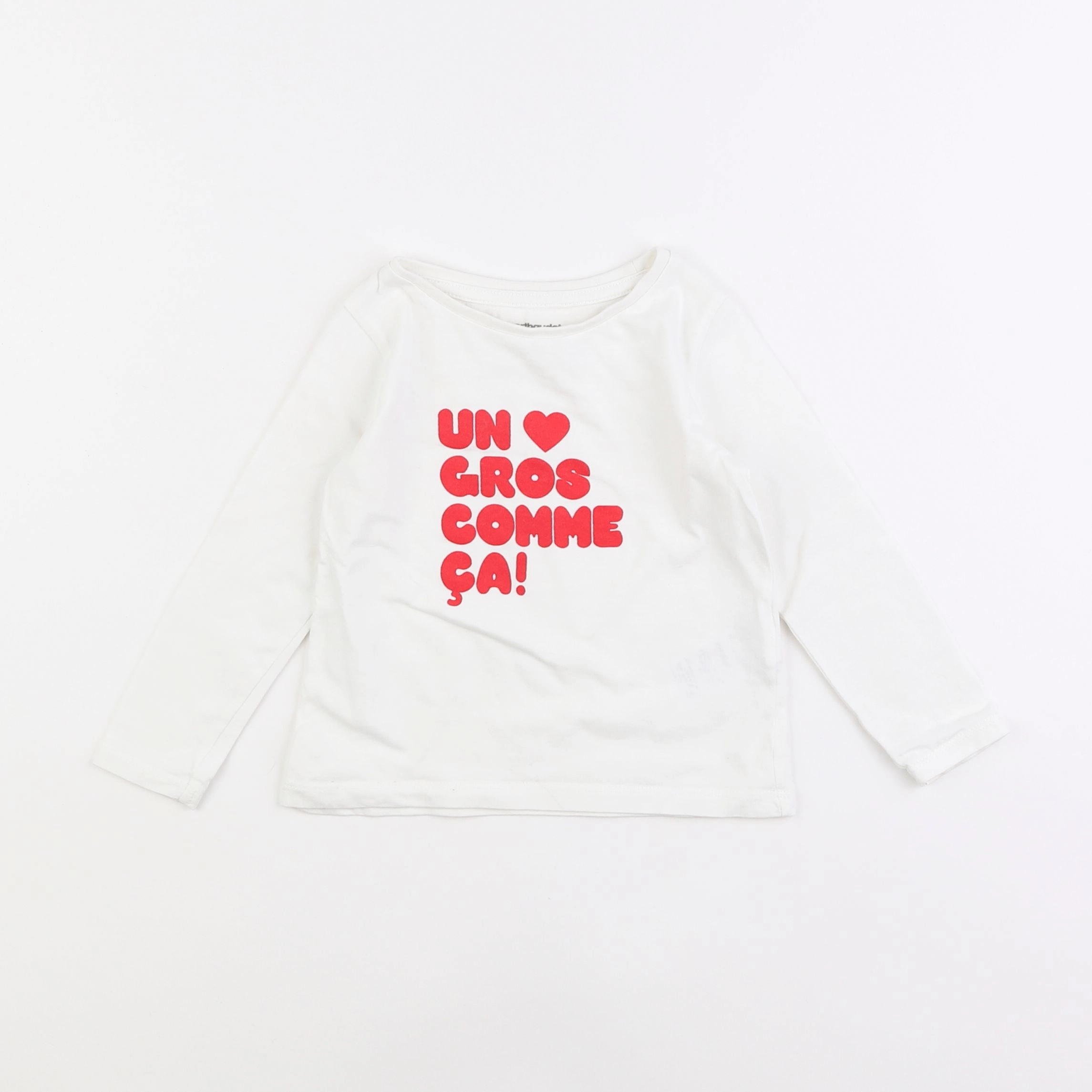 Vertbaudet - tee-shirt beige, rouge - 2 ans