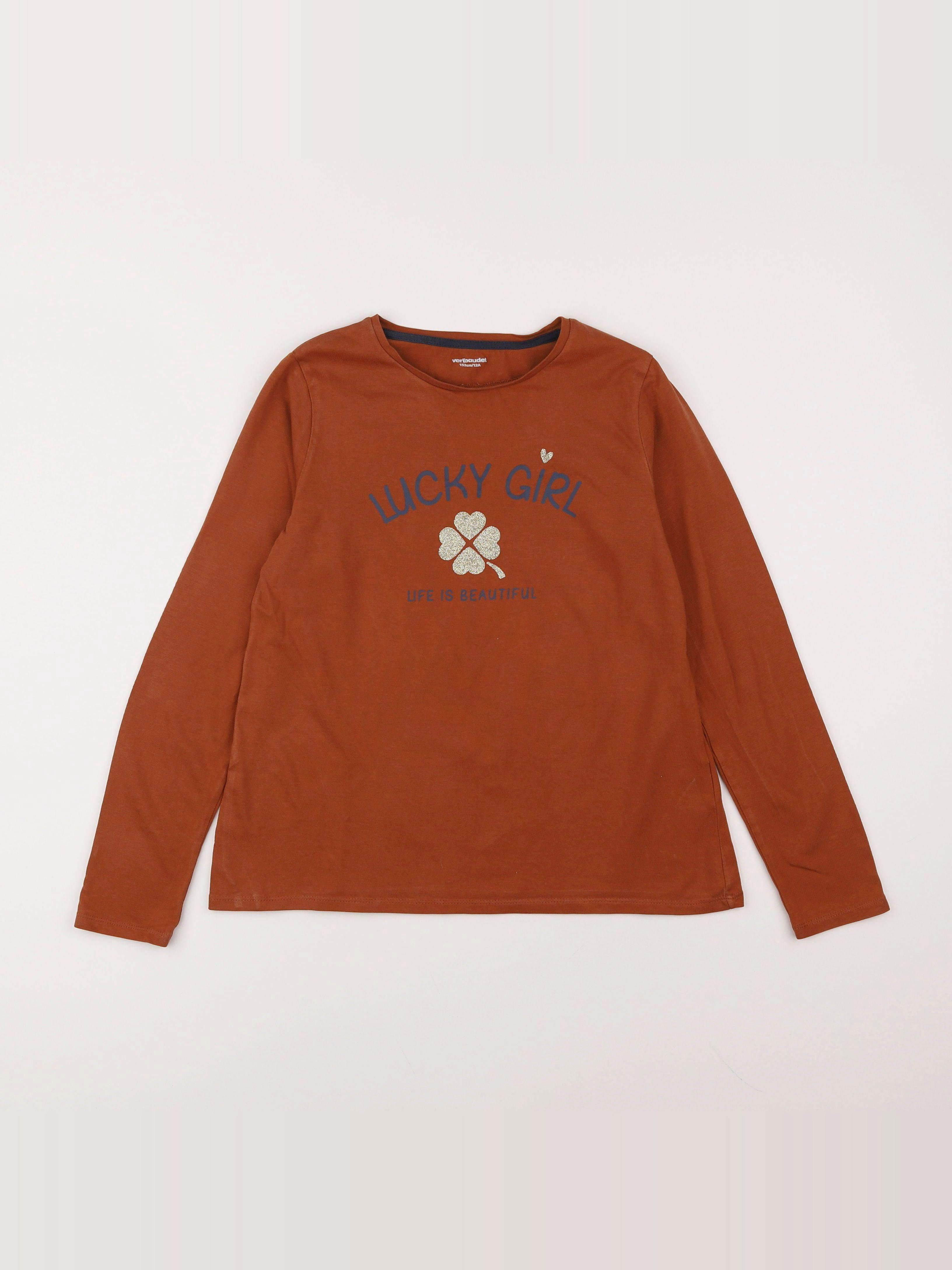 Vertbaudet - tee-shirt marron - 12 ans