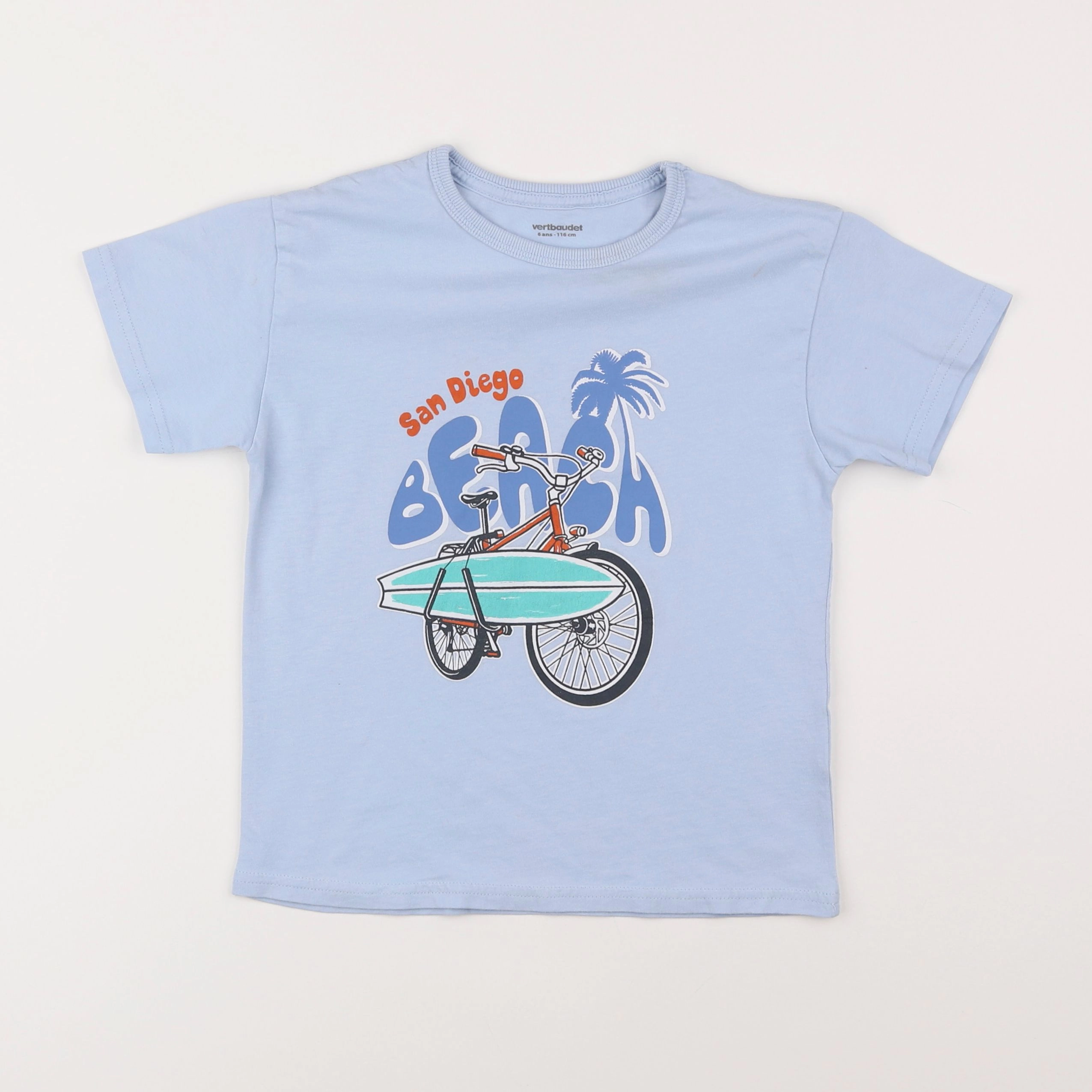 Vertbaudet - tee-shirt bleu - 6 ans