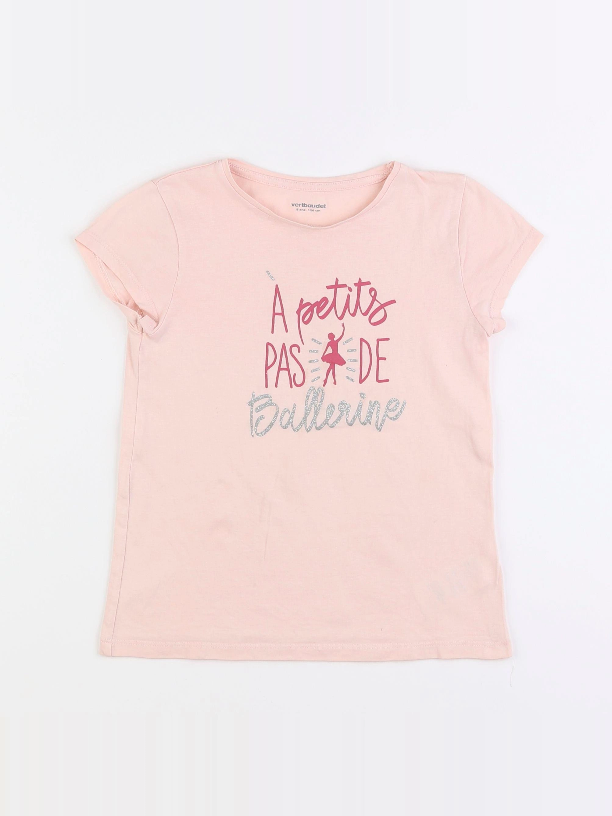 Vertbaudet - tee-shirt rose - 8 ans