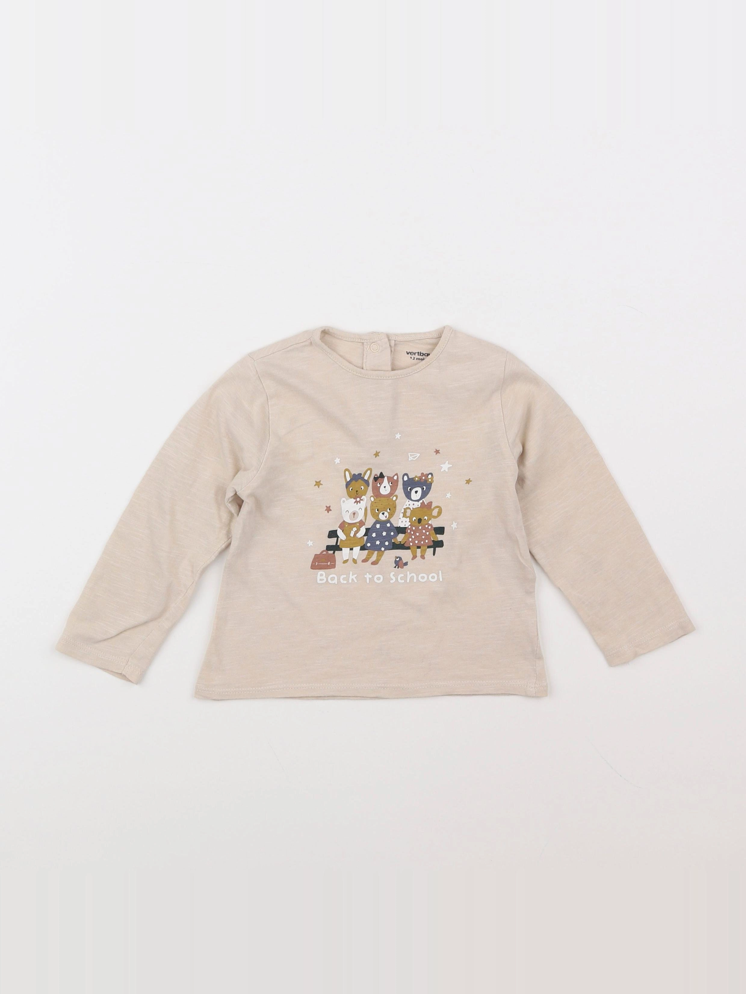 Vertbaudet - tee-shirt beige - 12 mois