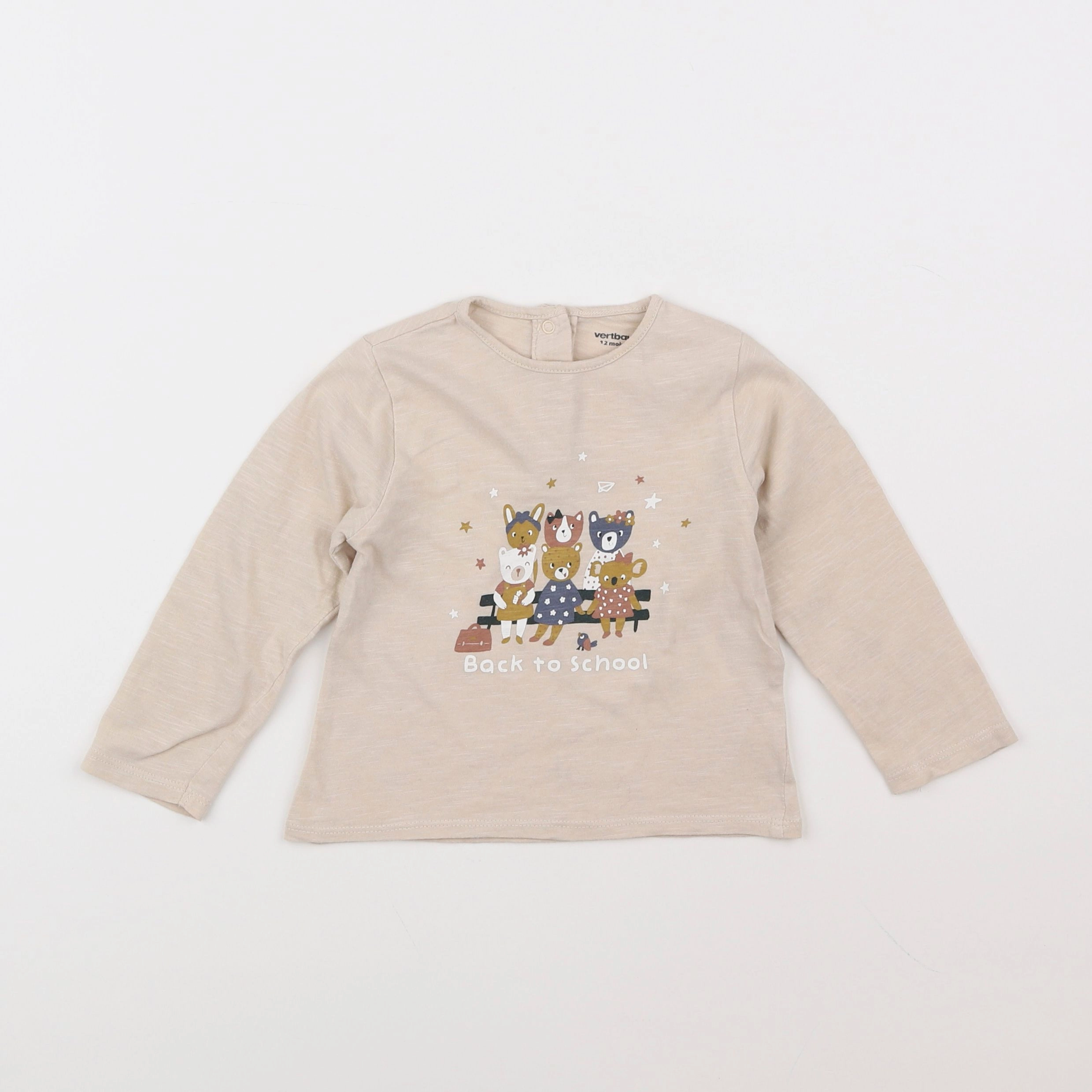 Vertbaudet - tee-shirt beige - 12 mois