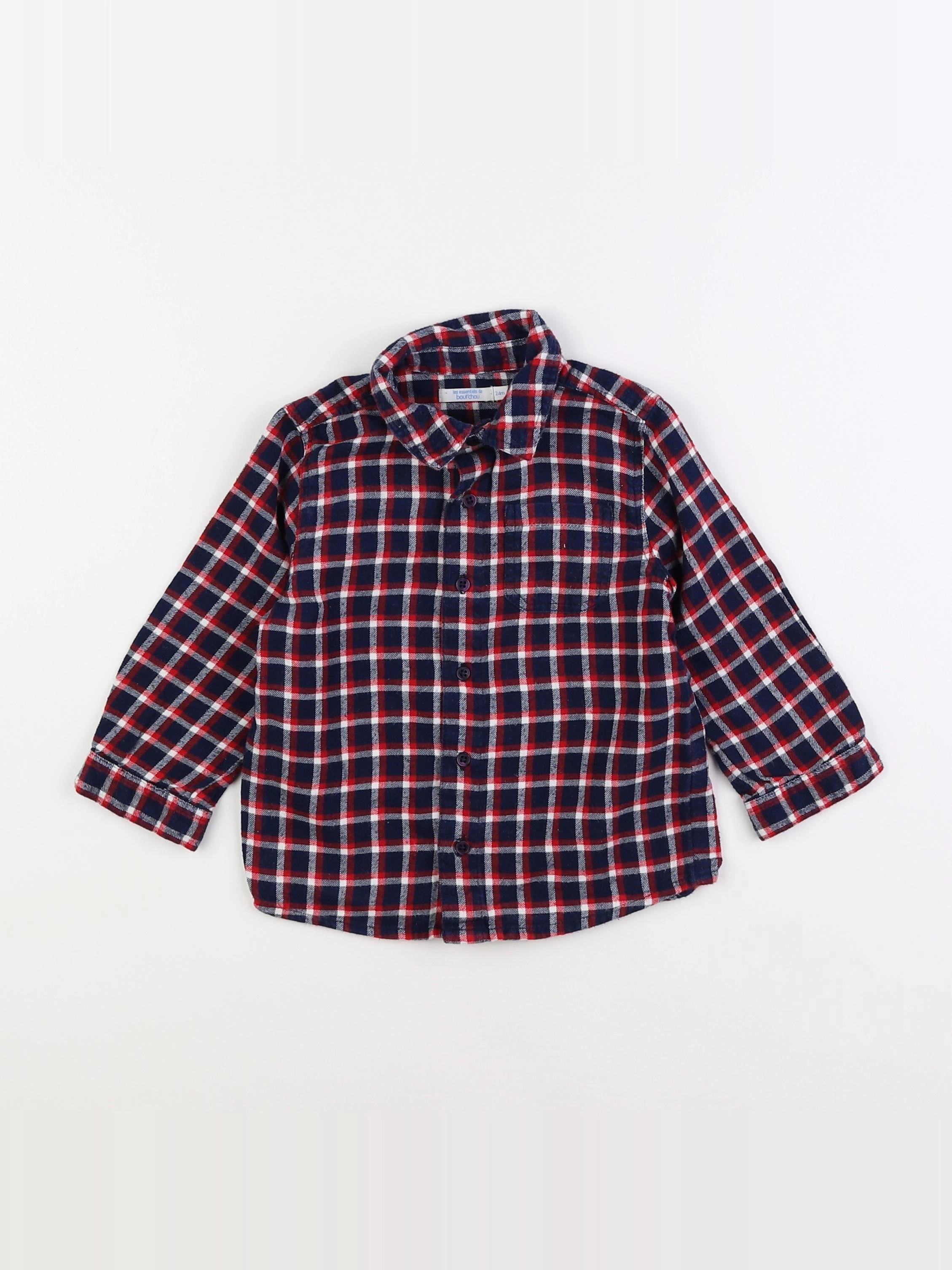 Boutchou - chemise bleu, rouge - 2 ans