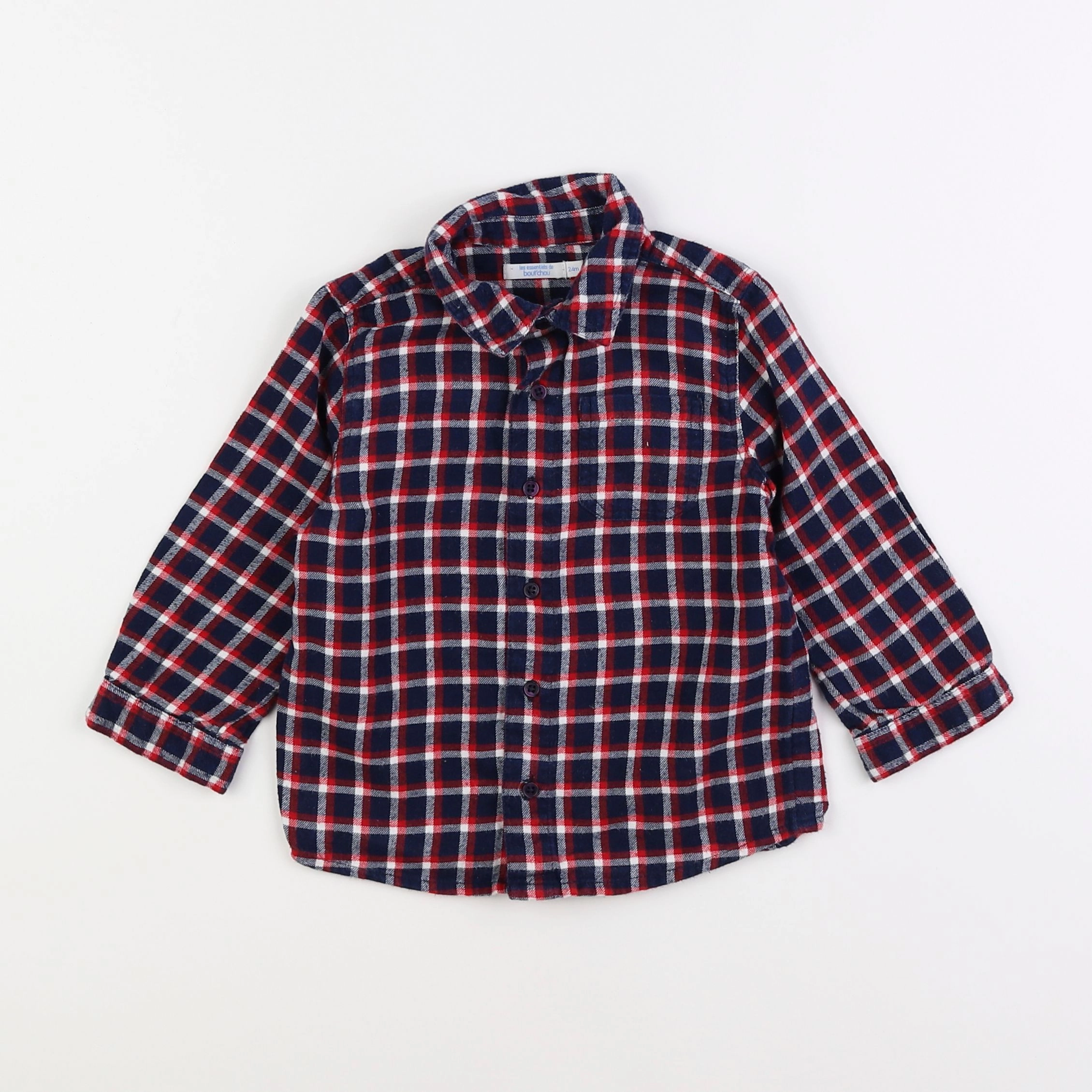 Boutchou - chemise bleu, rouge - 2 ans