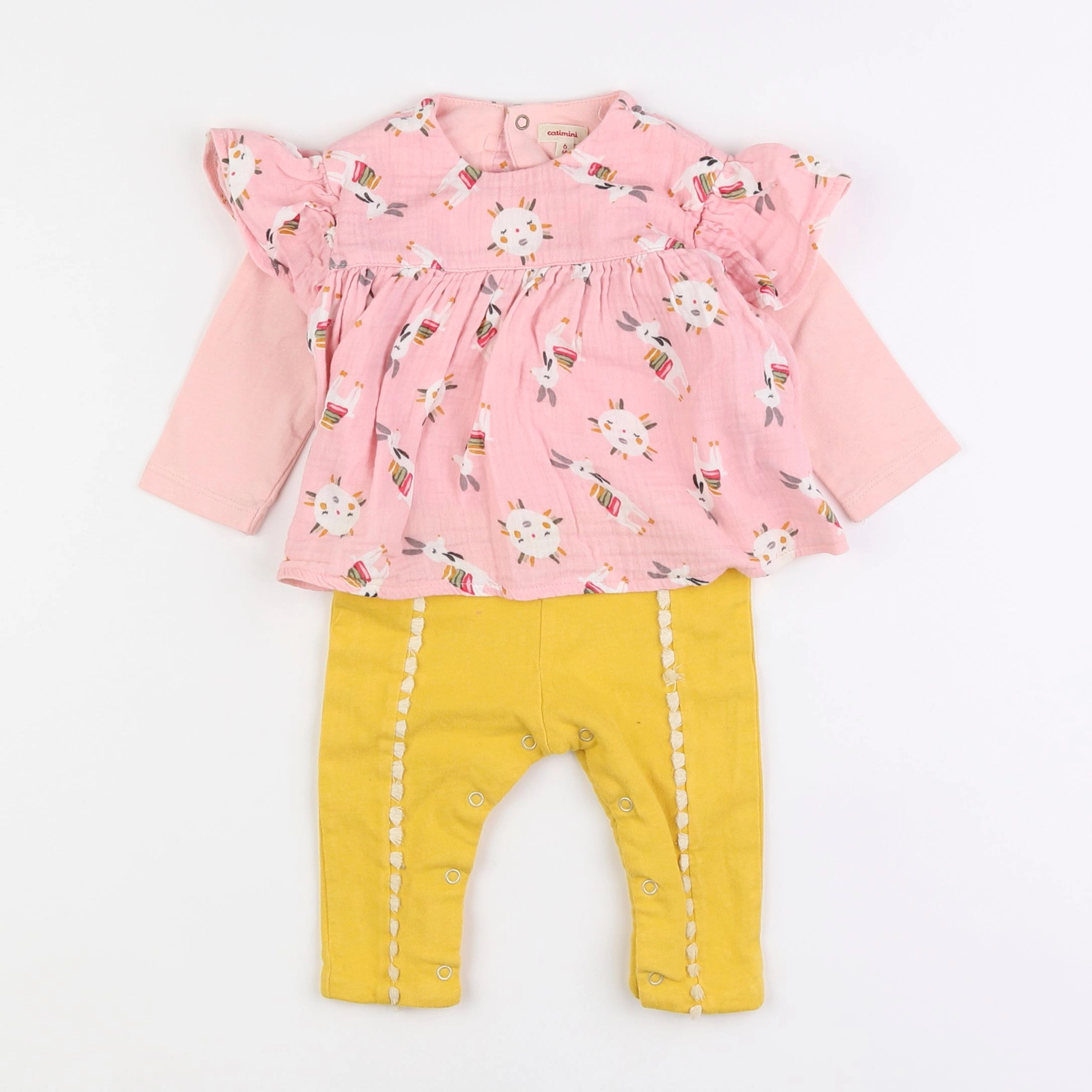 Catimini - pyjama velours rose - 6 mois