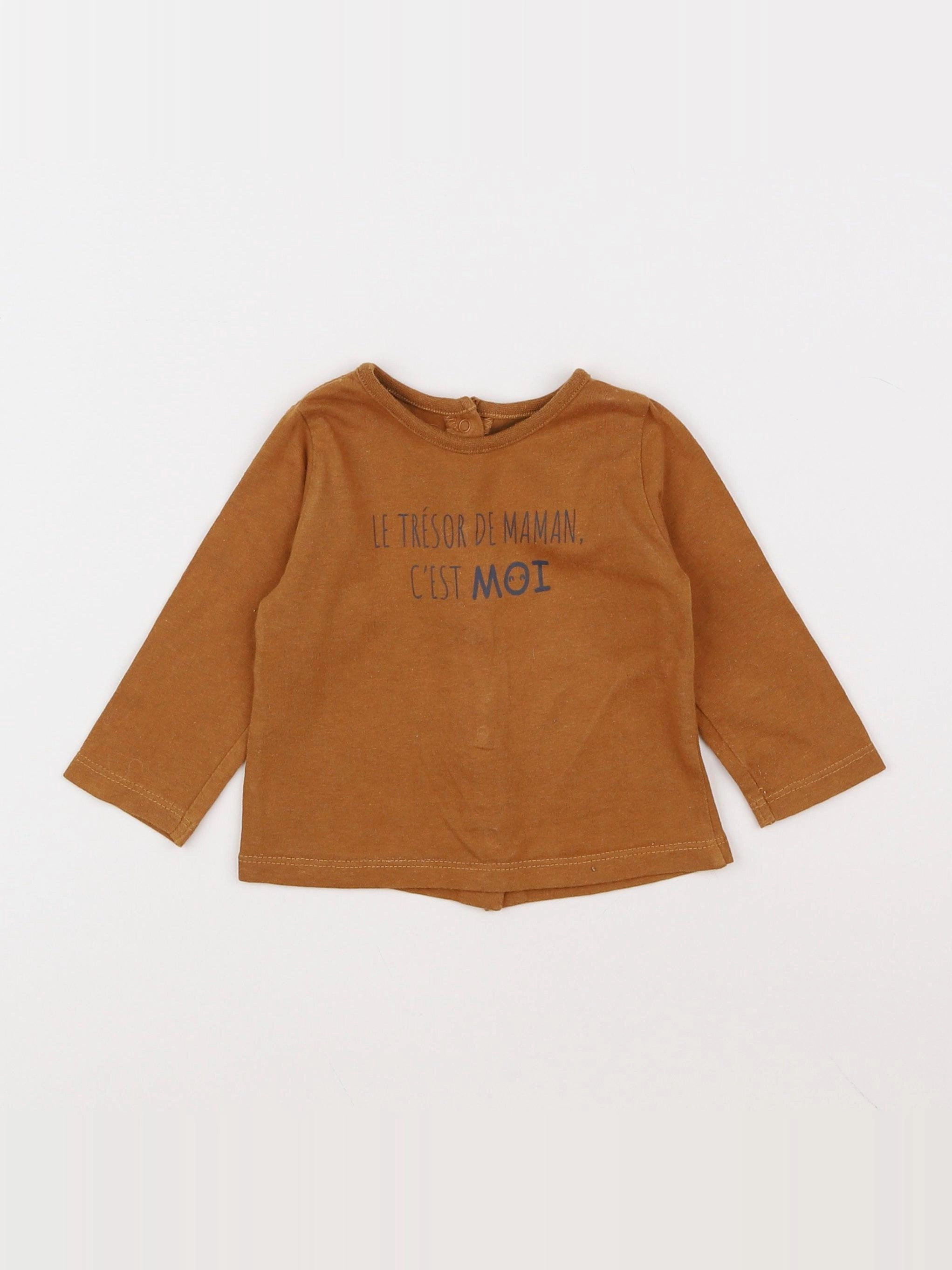 Vertbaudet - tee-shirt marron - 6 mois