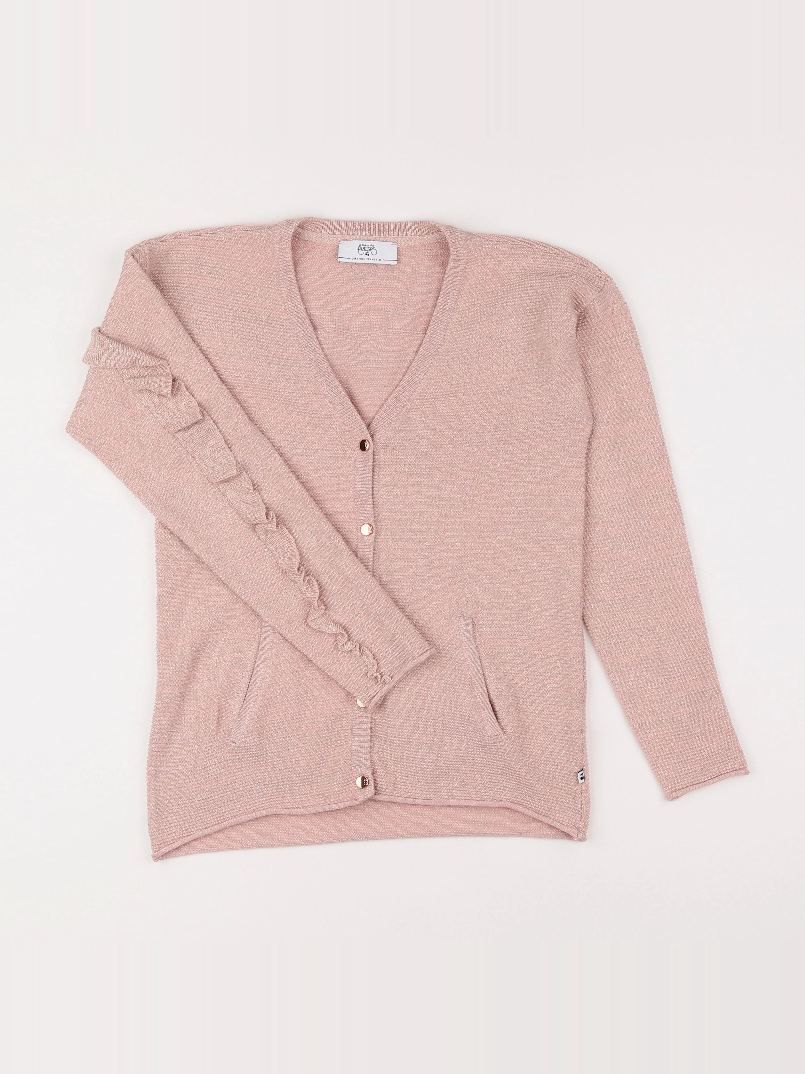 Le temps des cerises  - gilet rose, or - 10 ans