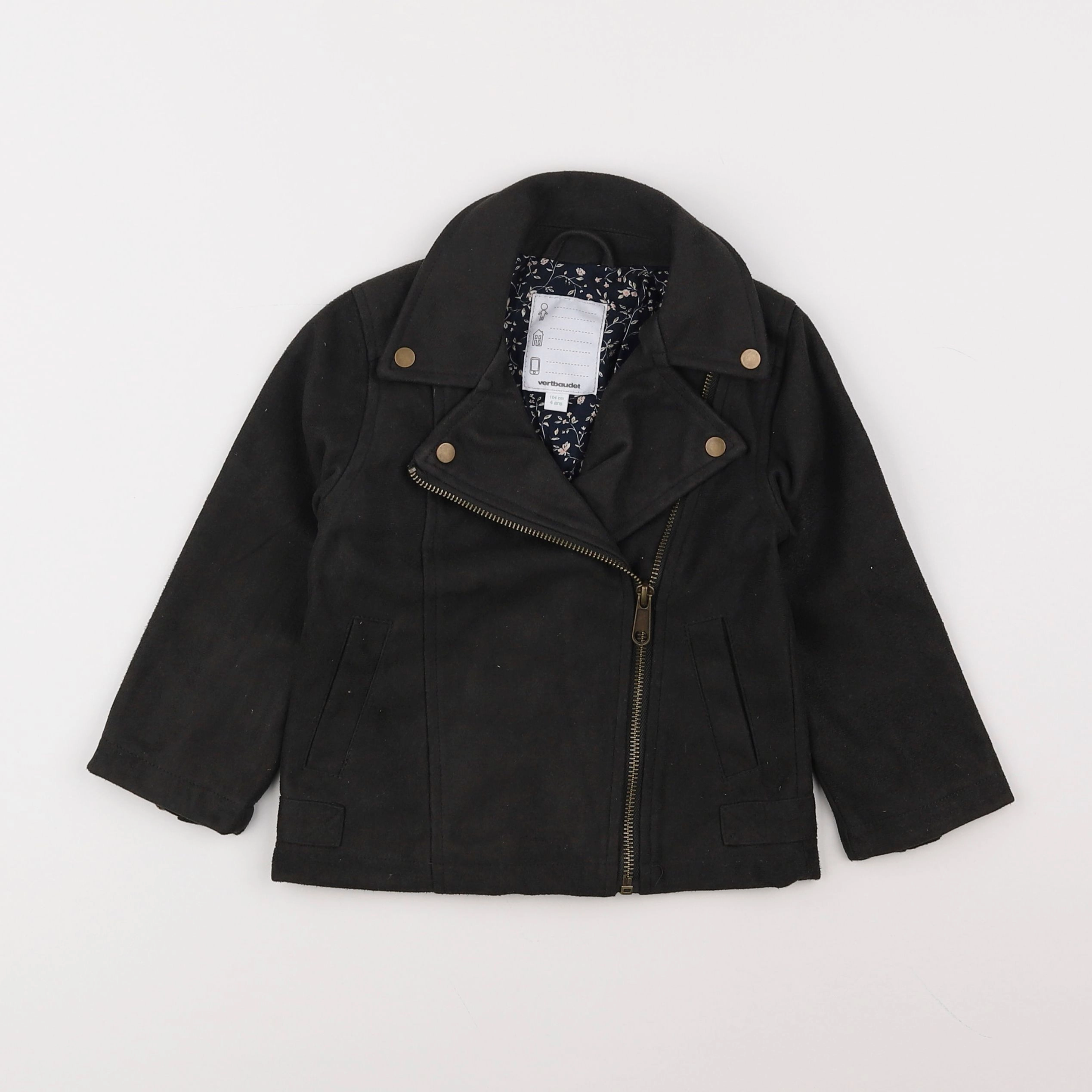 Vertbaudet - veste simili cuir noir - 4 ans