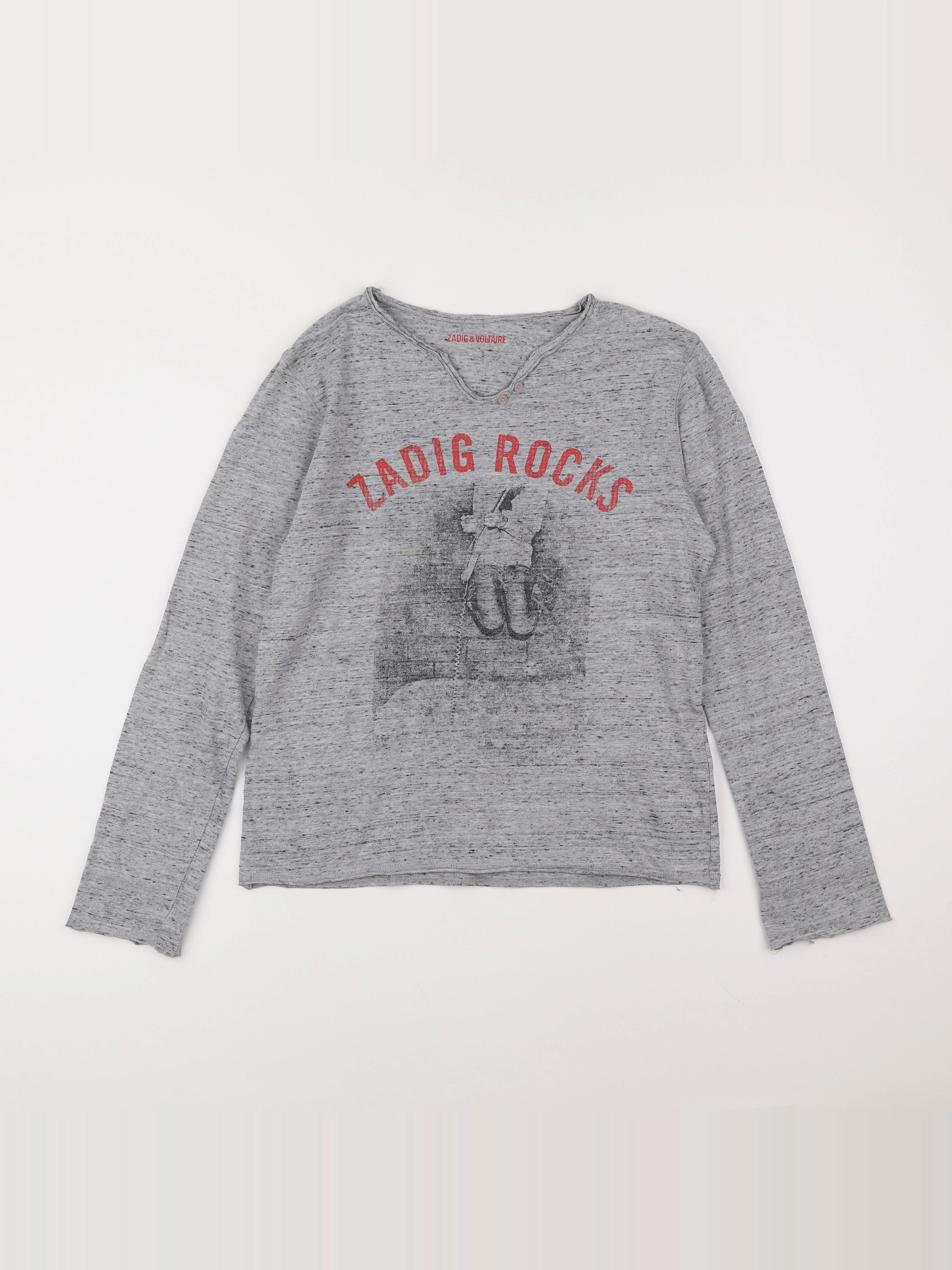 Zadig & Voltaire - tee-shirt gris - 14 ans