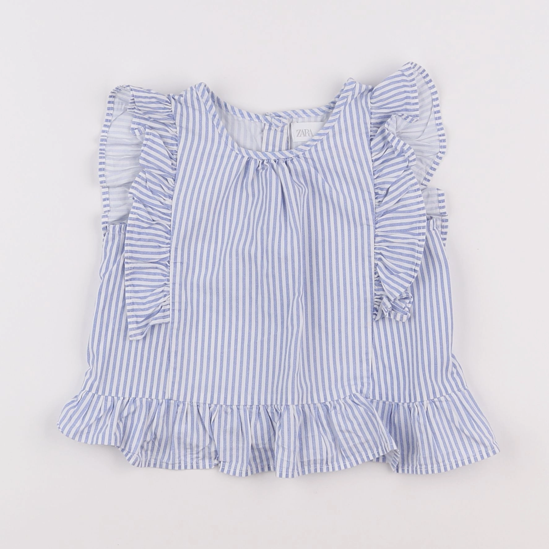 Zara - blouse blanc, bleu - 2/3 ans