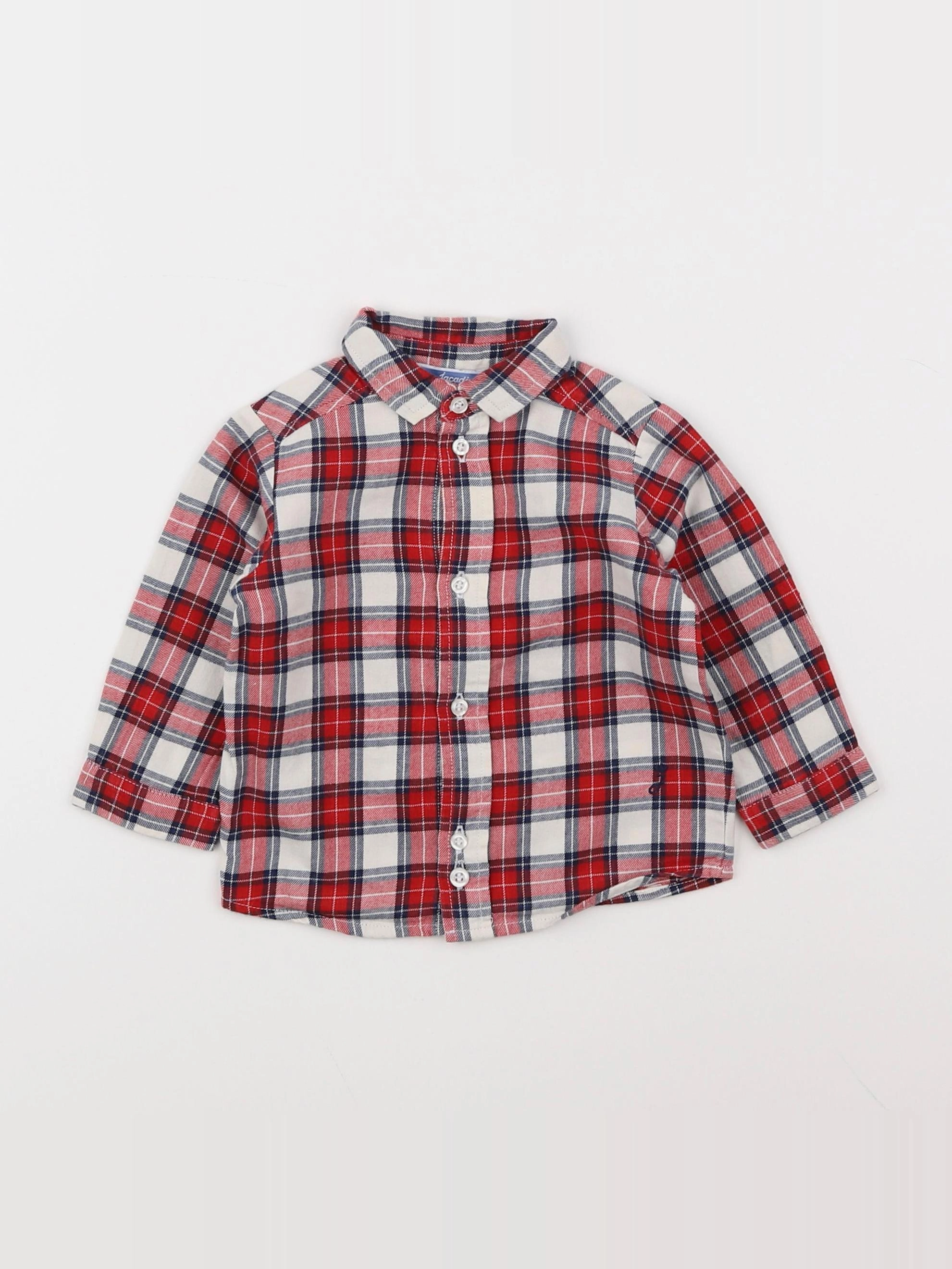Jacadi - chemise blanc, rouge - 12 mois