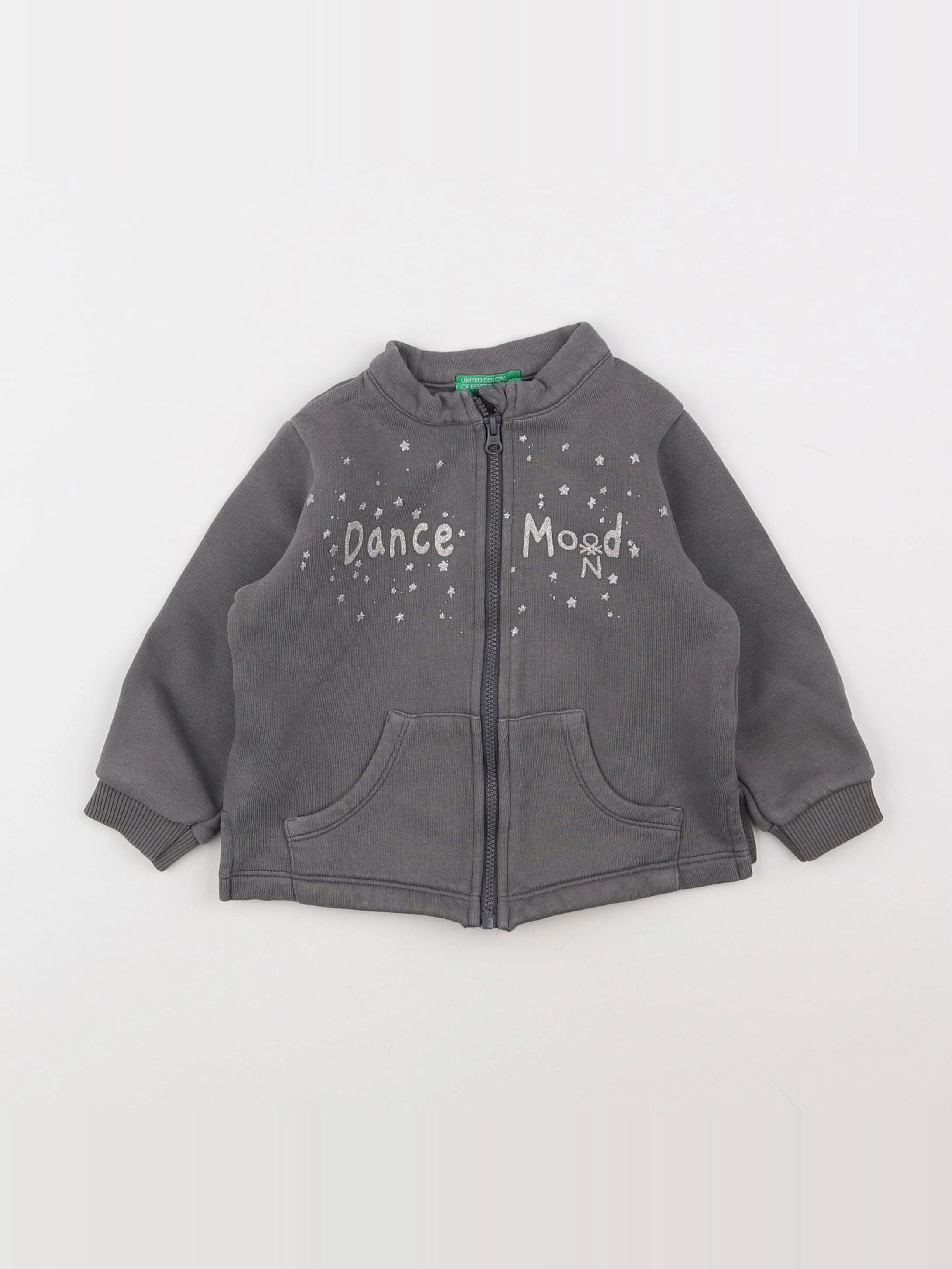Benetton - sweat gris - 12/18 mois