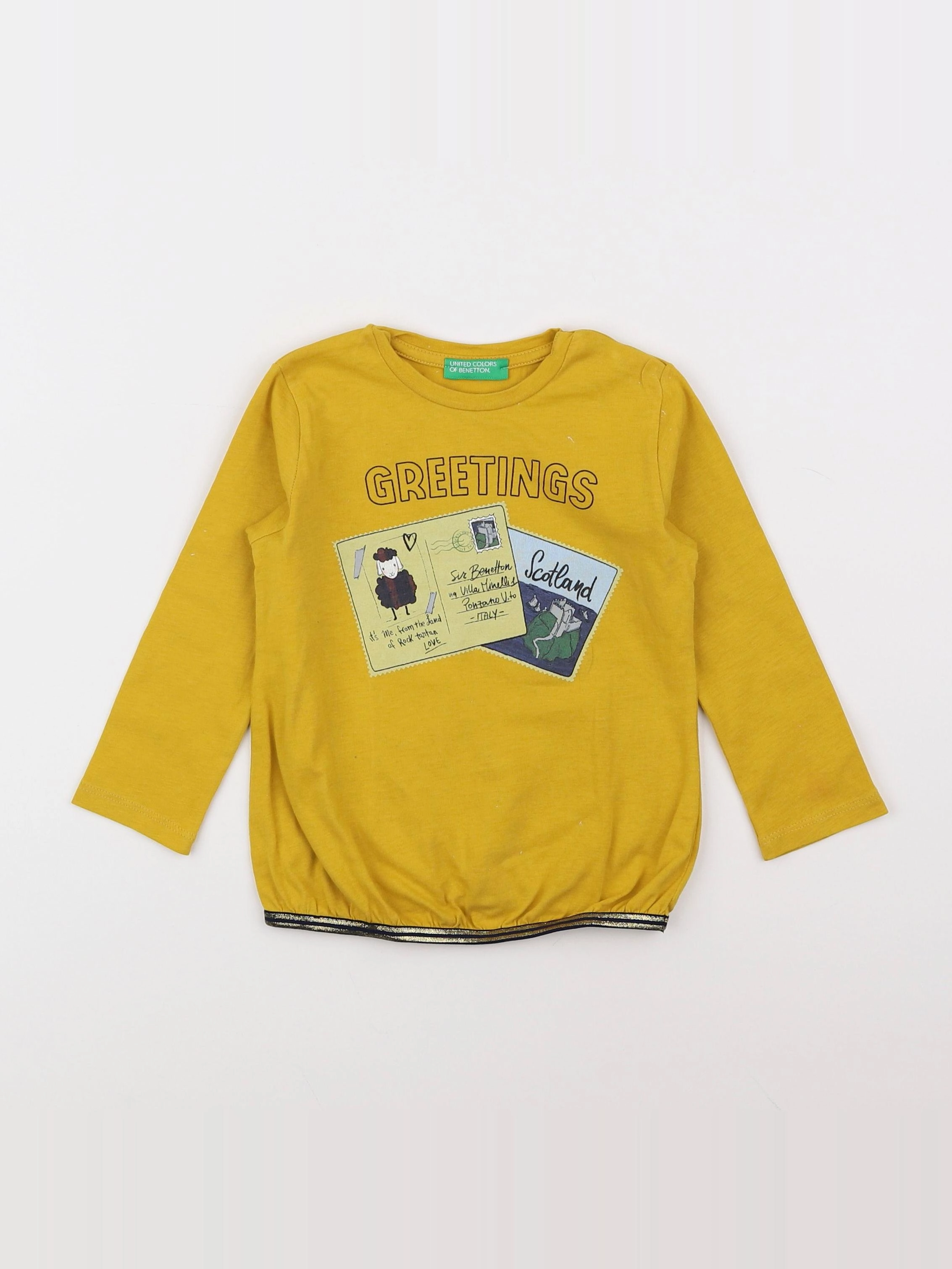 Benetton - tee-shirt jaune - 12/18 mois