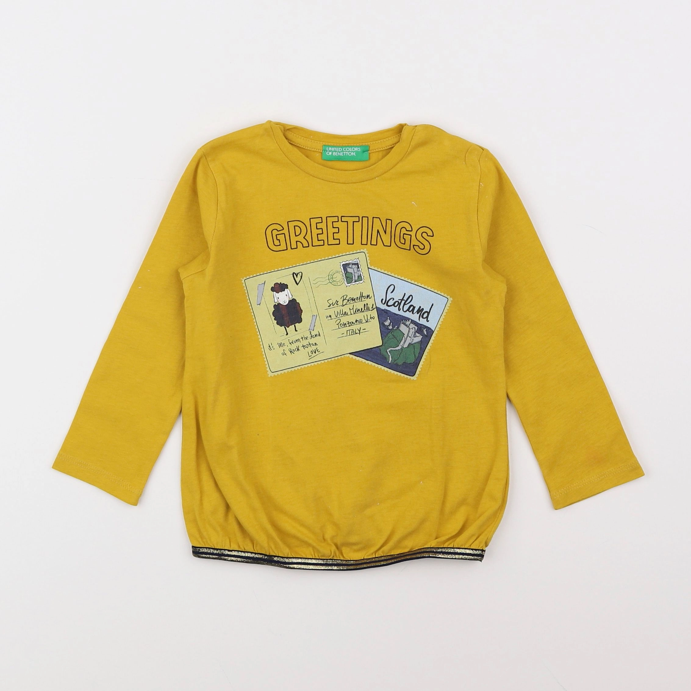 Benetton - tee-shirt jaune - 12/18 mois