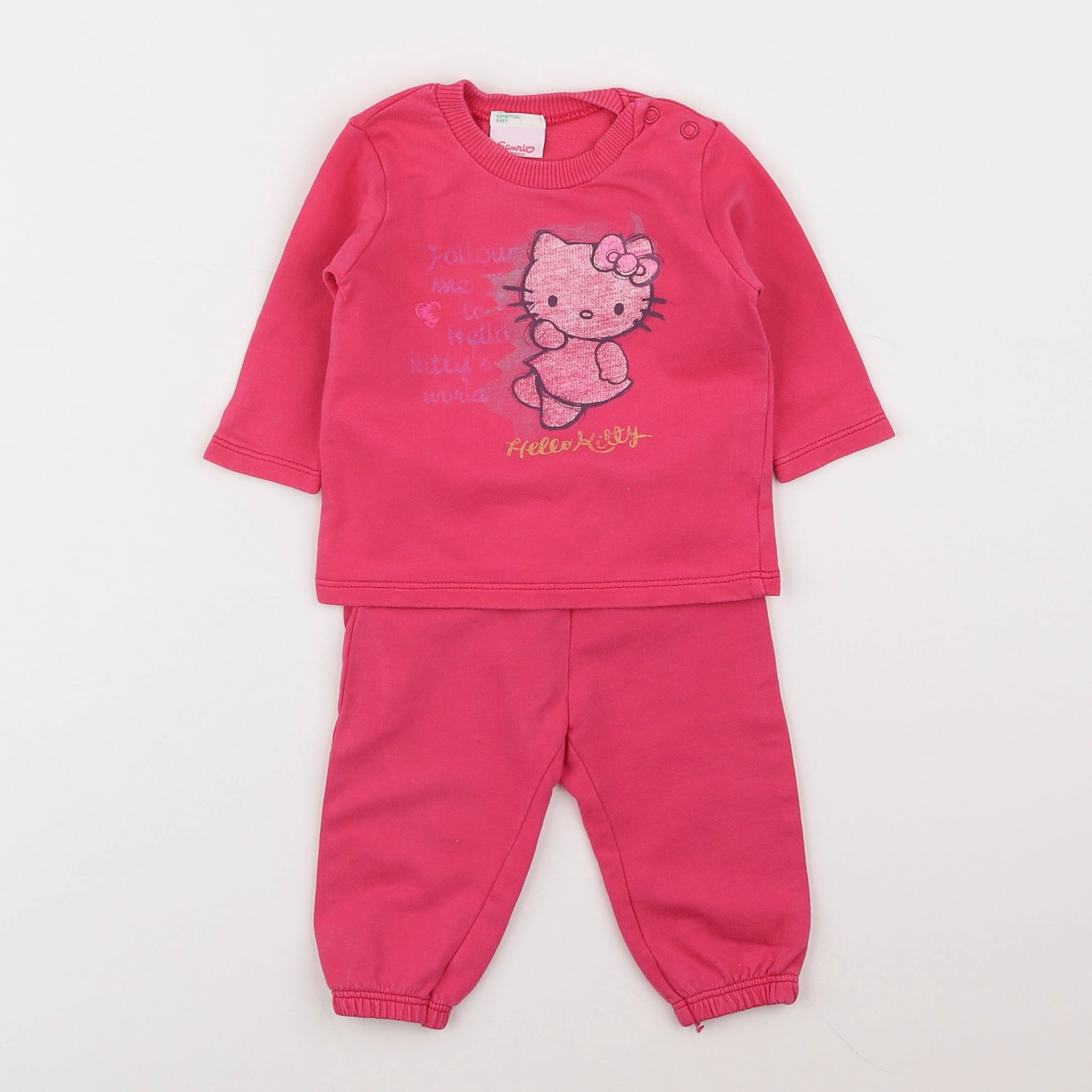 Benetton - ensemble rose - 3/6 mois